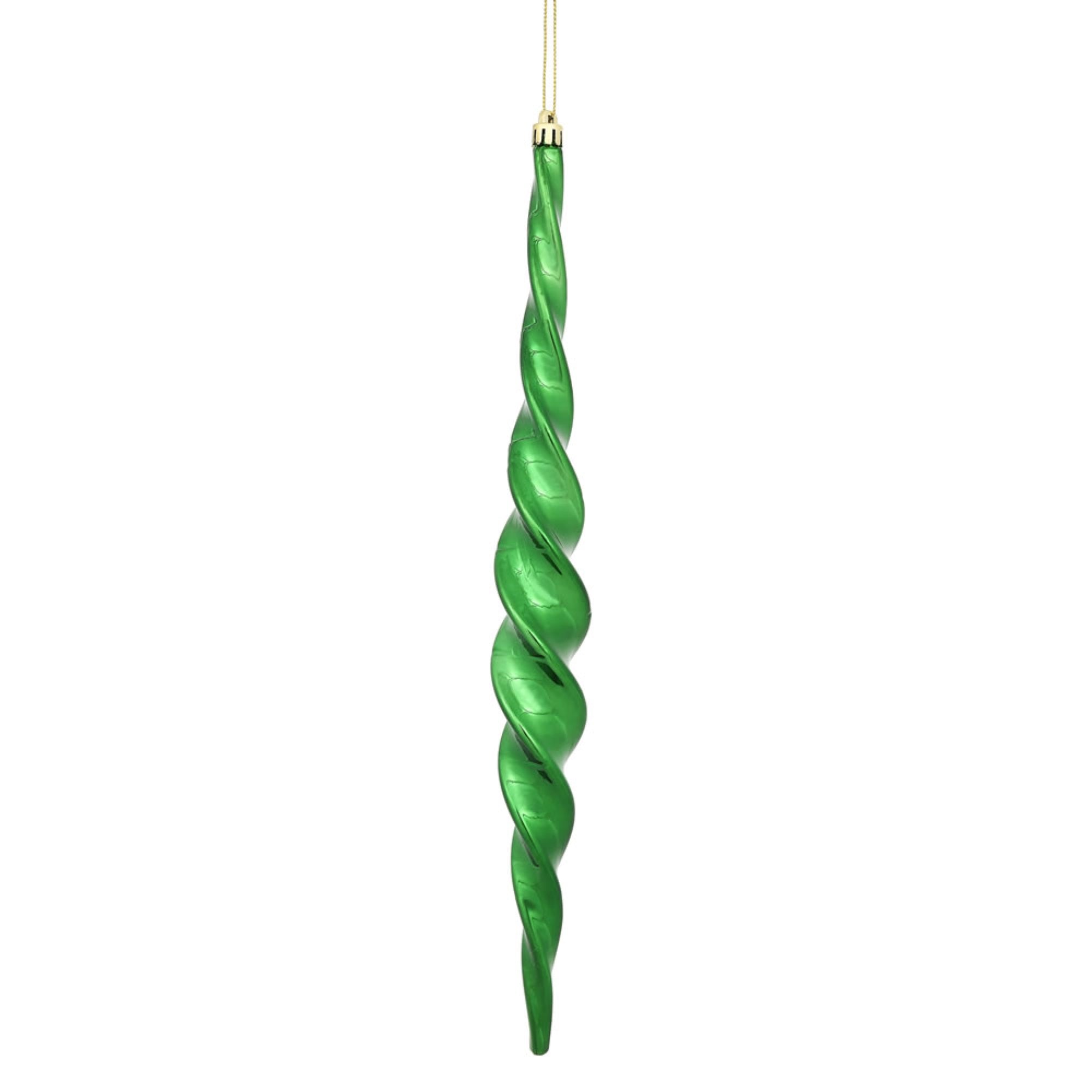 14.6” Emerald Shiny Spiral Icicle 2/Bx