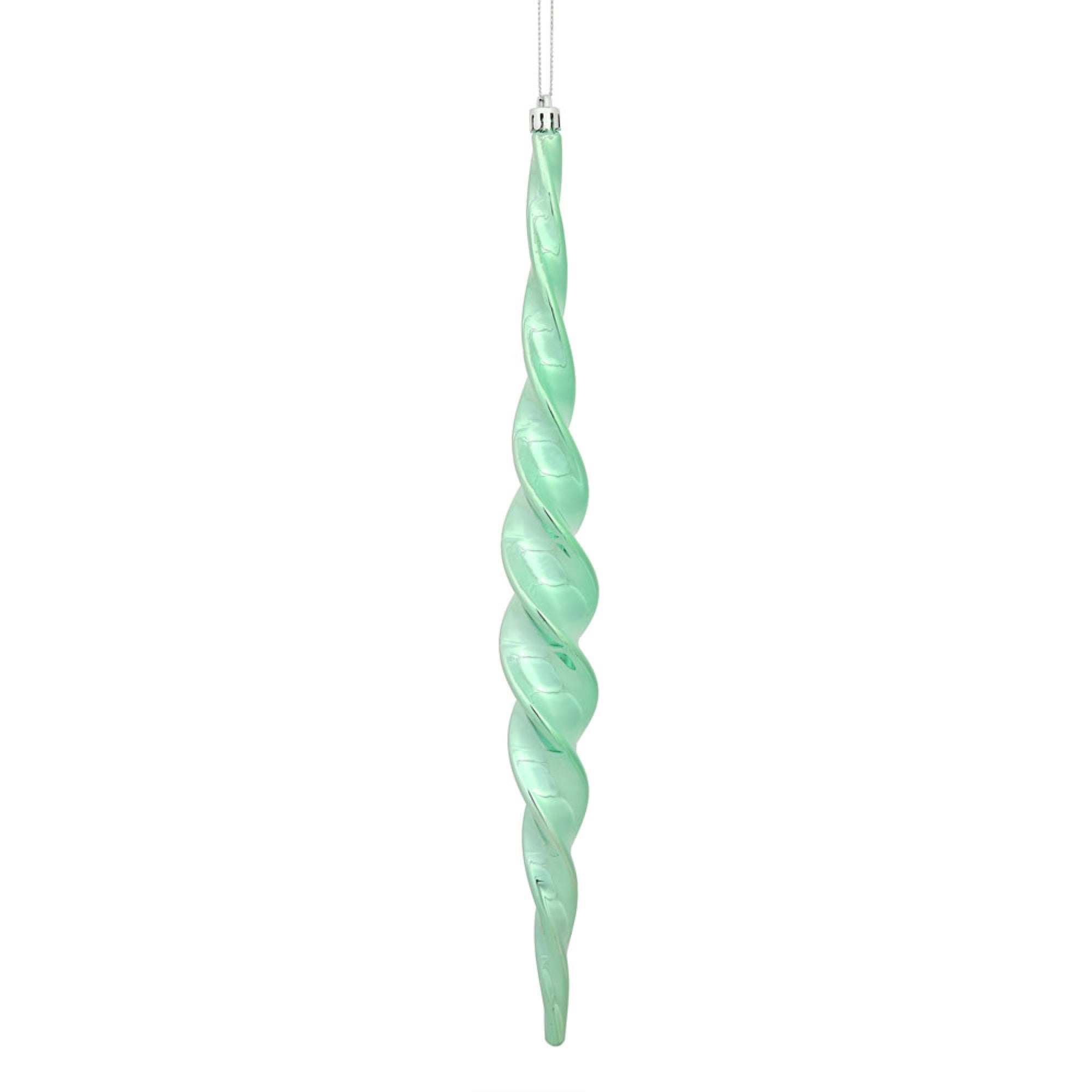 14.6” Seafoam Shiny Spiral Icicle 2/Bx