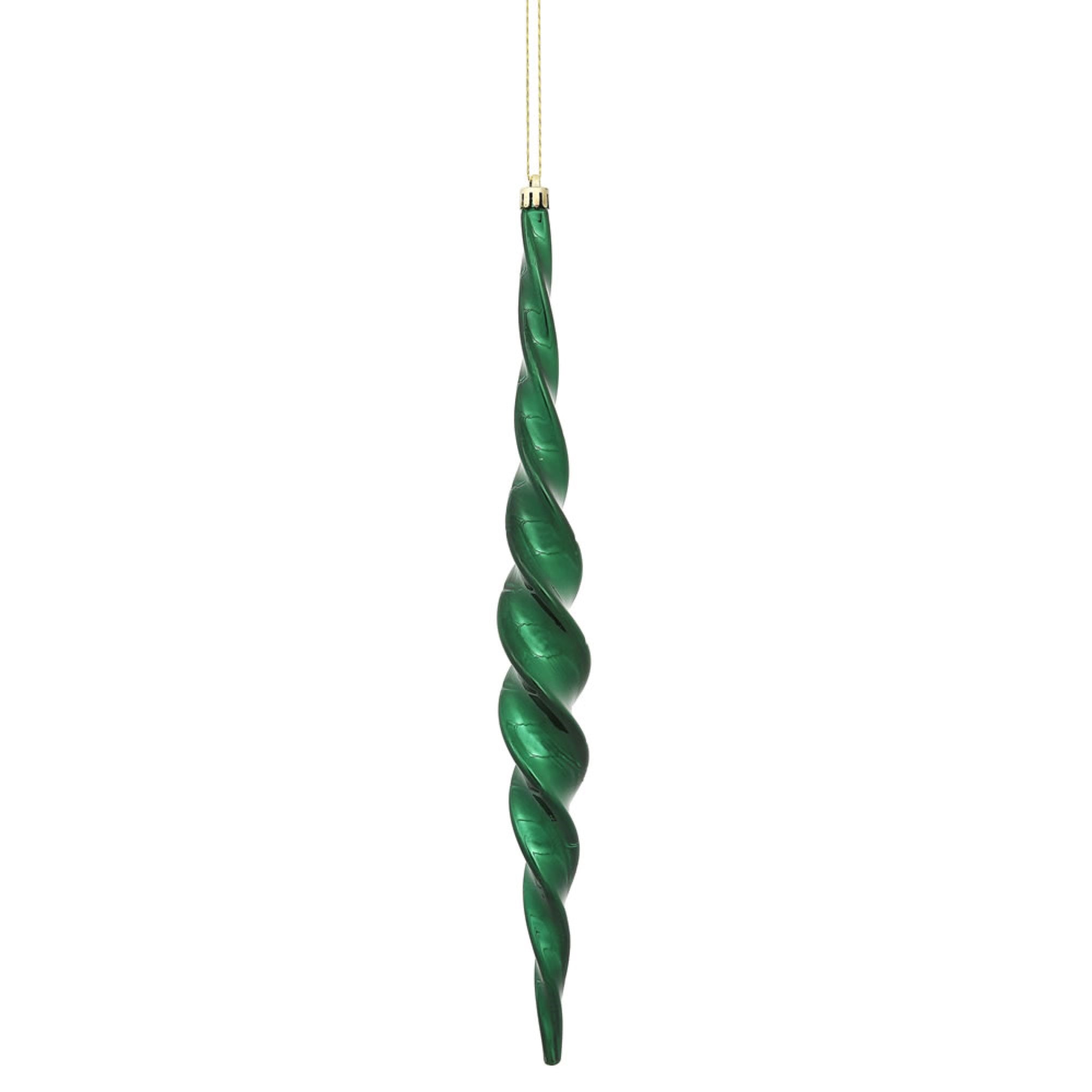 14.6” Midnt Grn Shiny Spiral Icicle 2/Bx