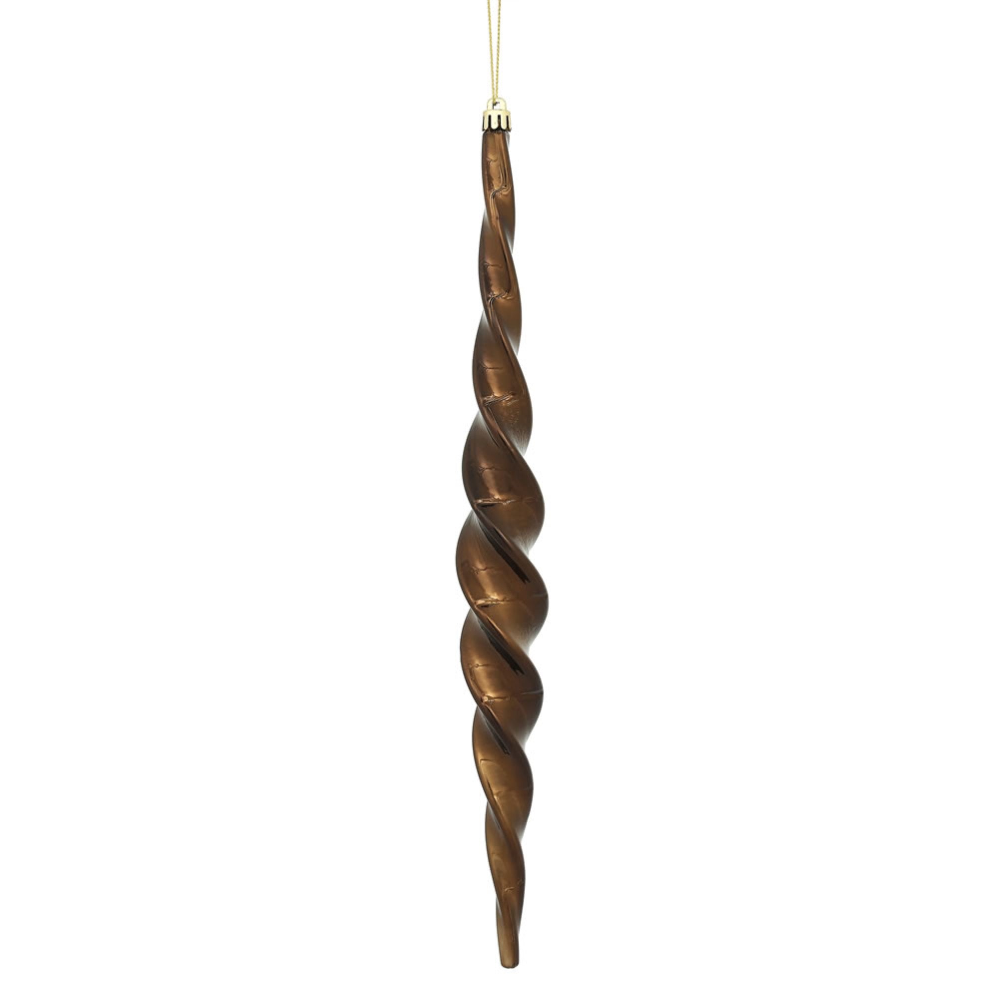 14.6” Chocolate Shiny Spiral Icicle 2/Bx