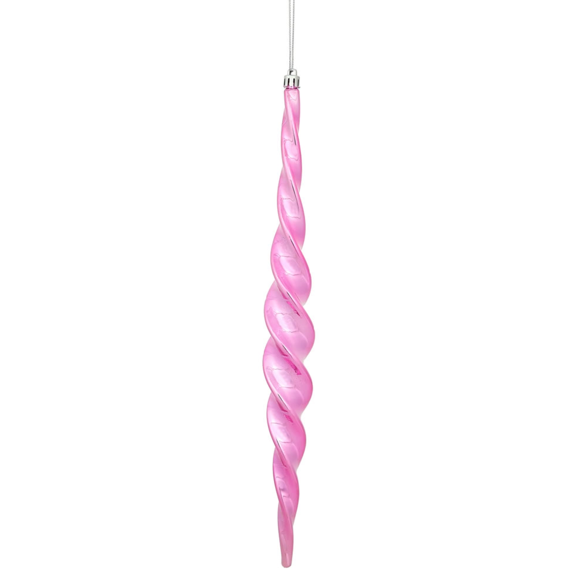 14.6” Pink Shiny Spiral Icicle 2/Bx