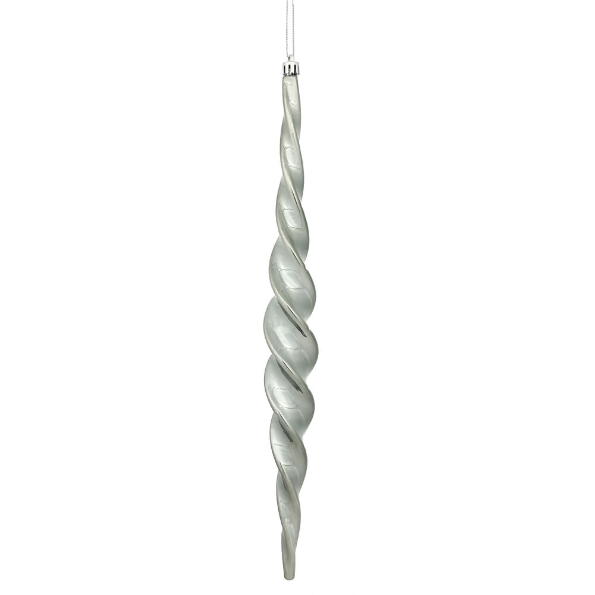 14.6” Pewter Shiny Spiral Icicle 2/Bx