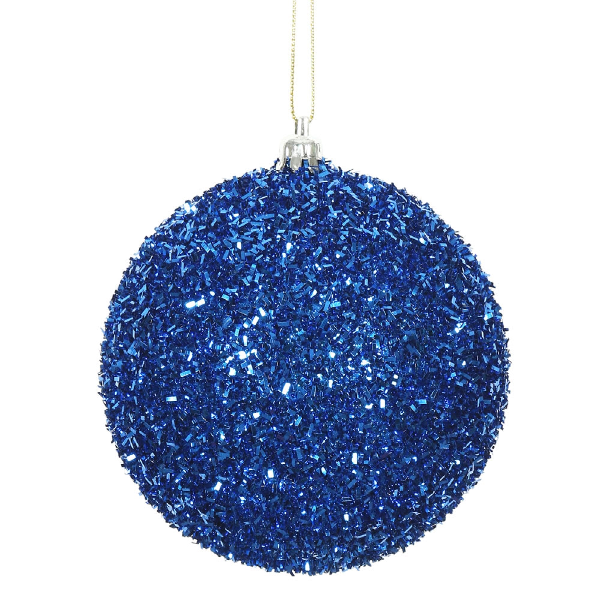 4” Blue Tinsel Ball 4/Bag