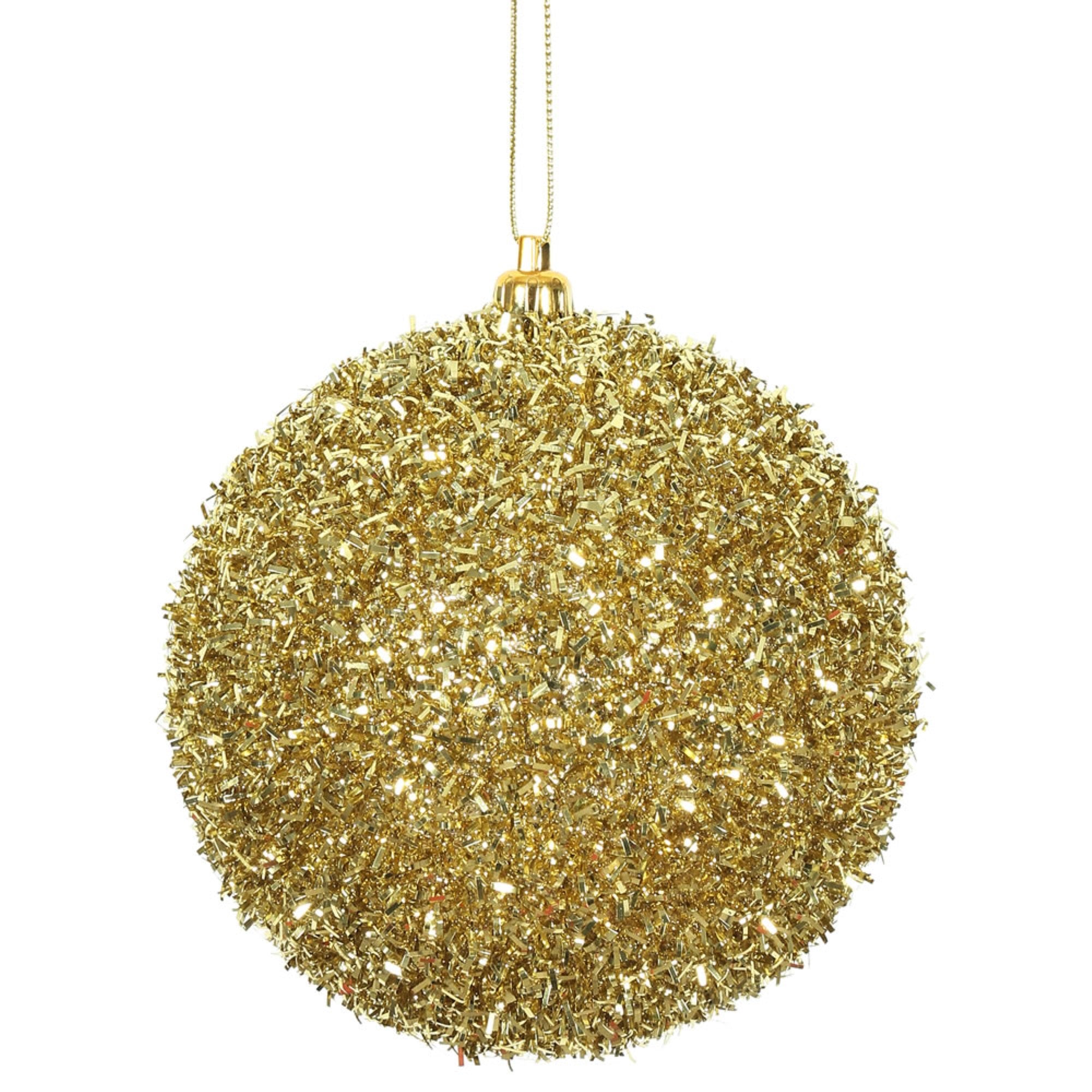 4” Gold Tinsel Ball 4/Bag