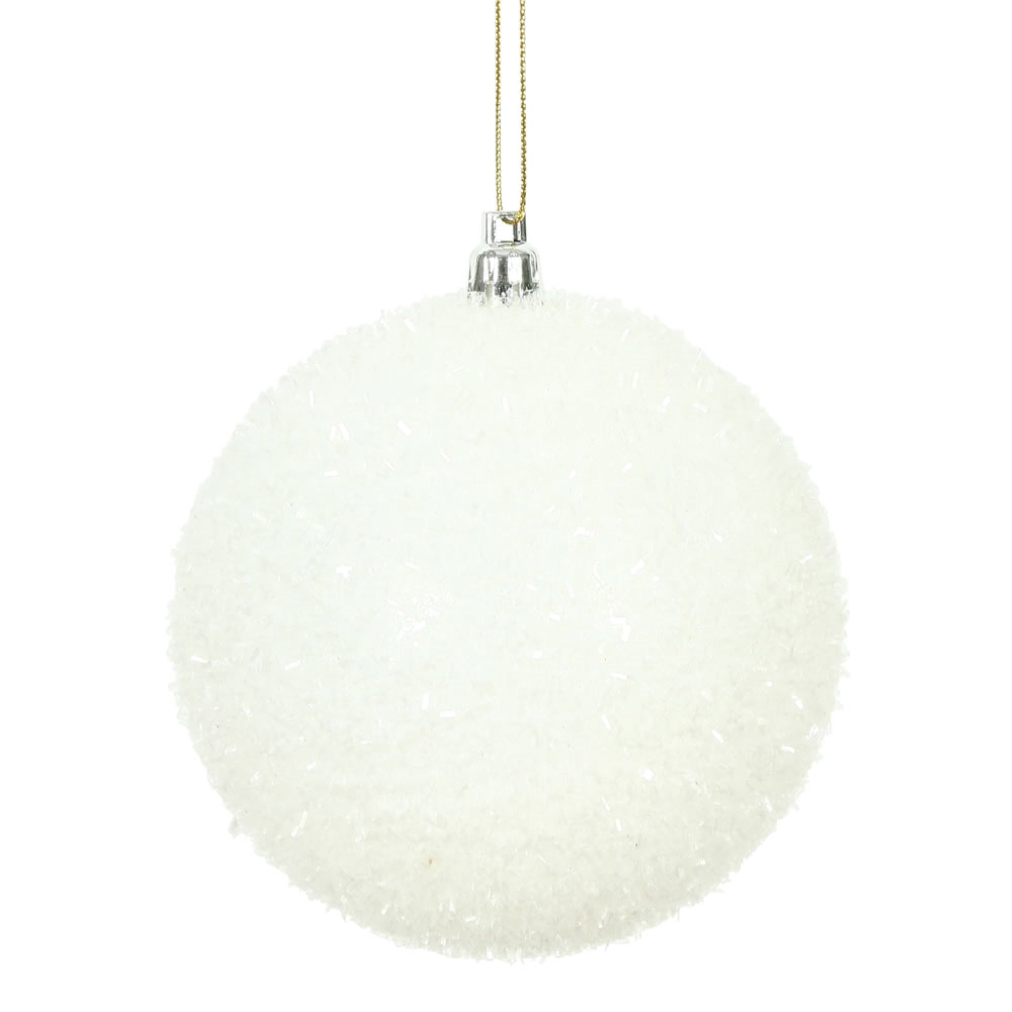 4” White Tinsel Ball 4/Bag