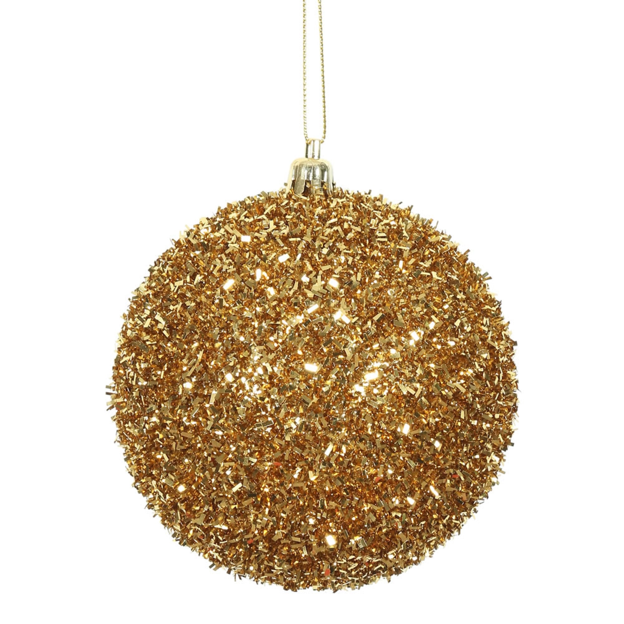 4” Antique Gold Tinsel Ball 4/Bag