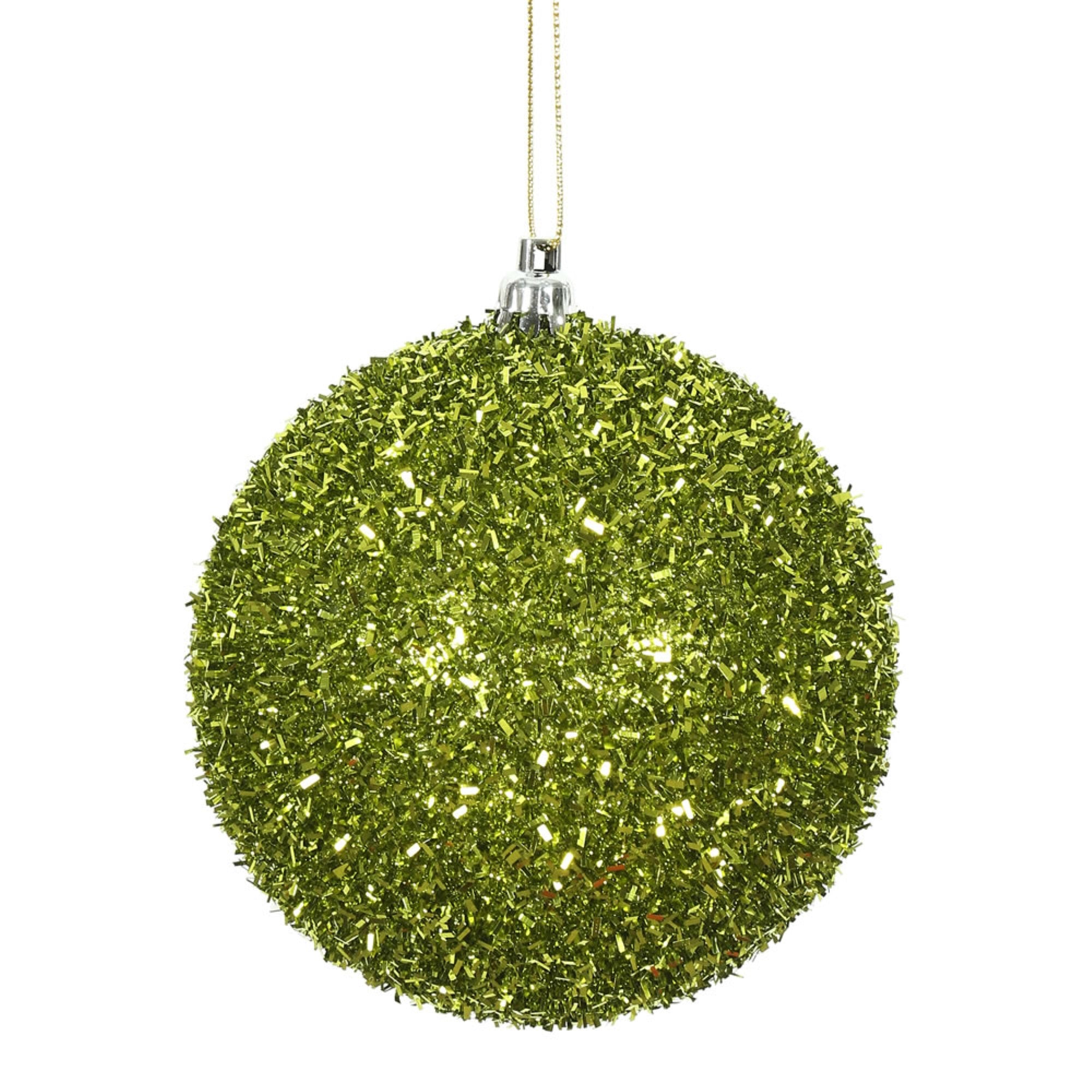4” Lime Tinsel Ball 4/Bag