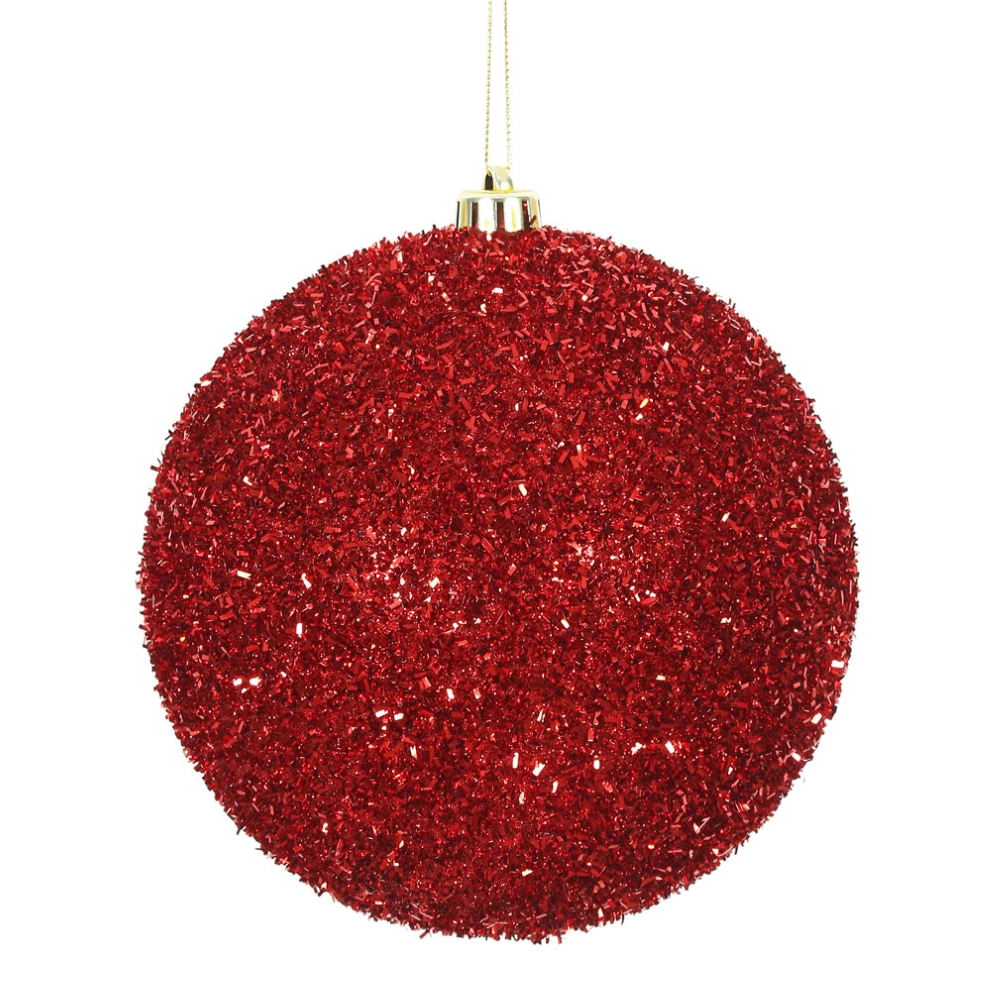 6” Red Tinsel Ball 2/Bag