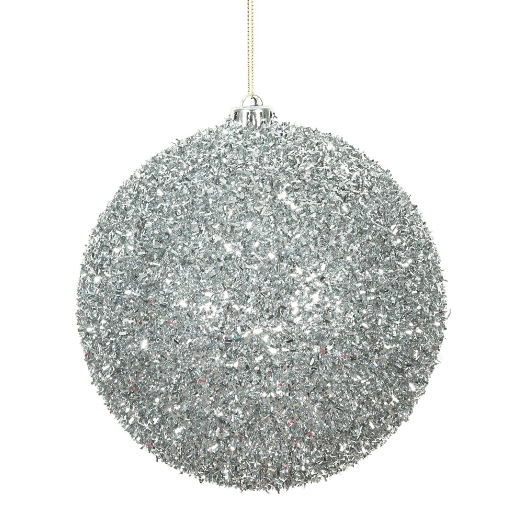 6” Silver Tinsel Ball 2/Bag