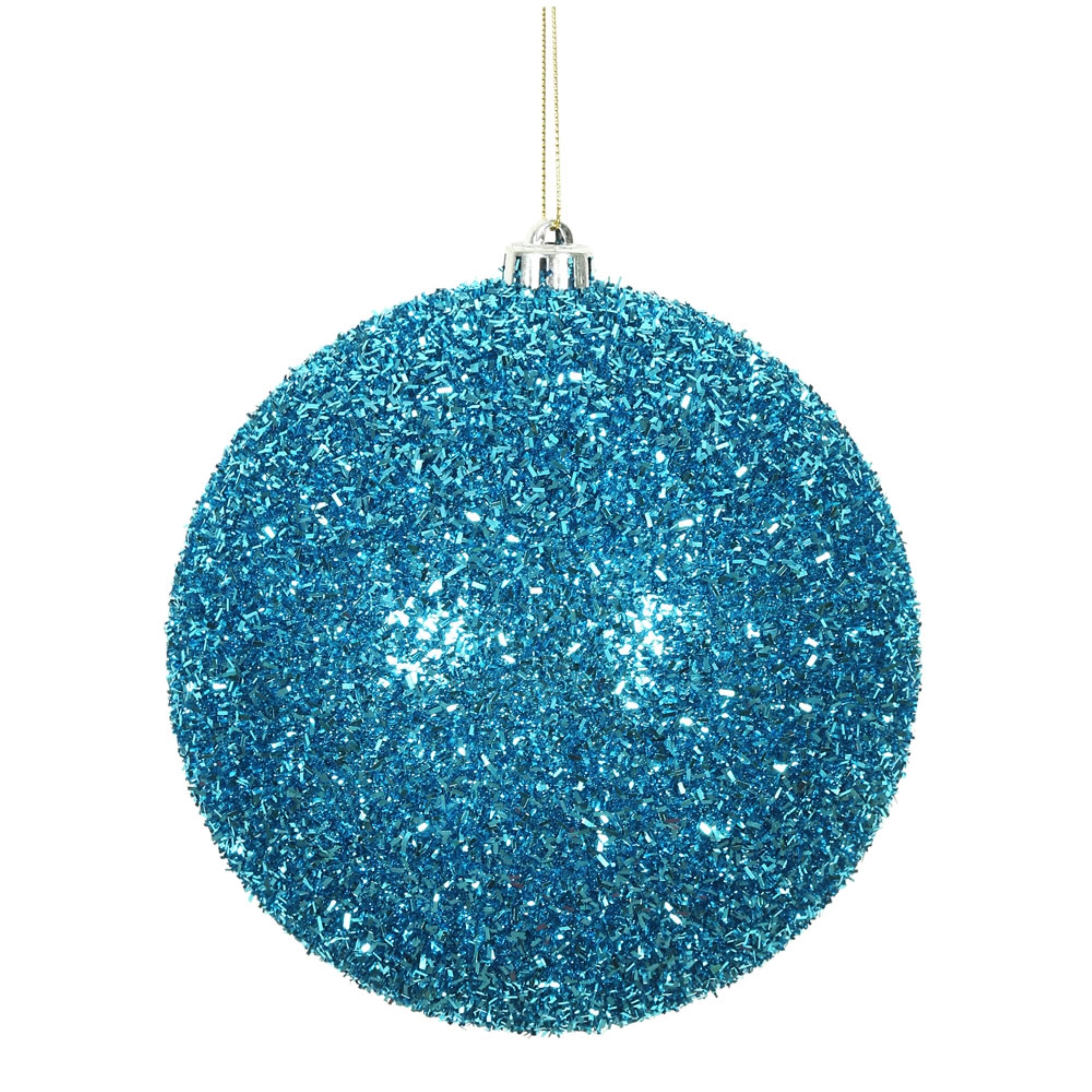 6” Turquoise Tinsel Ball 2/Bag