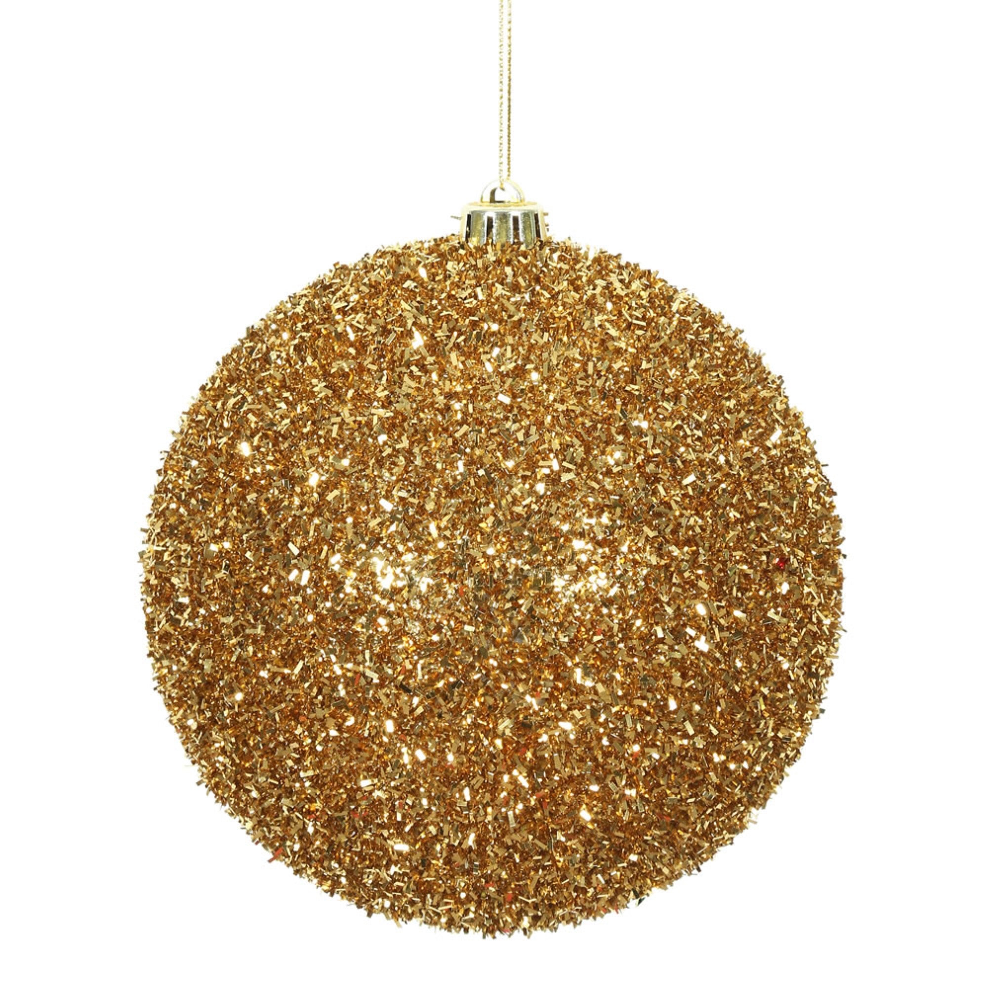6” Antique Gold Tinsel Ball 2/Bag