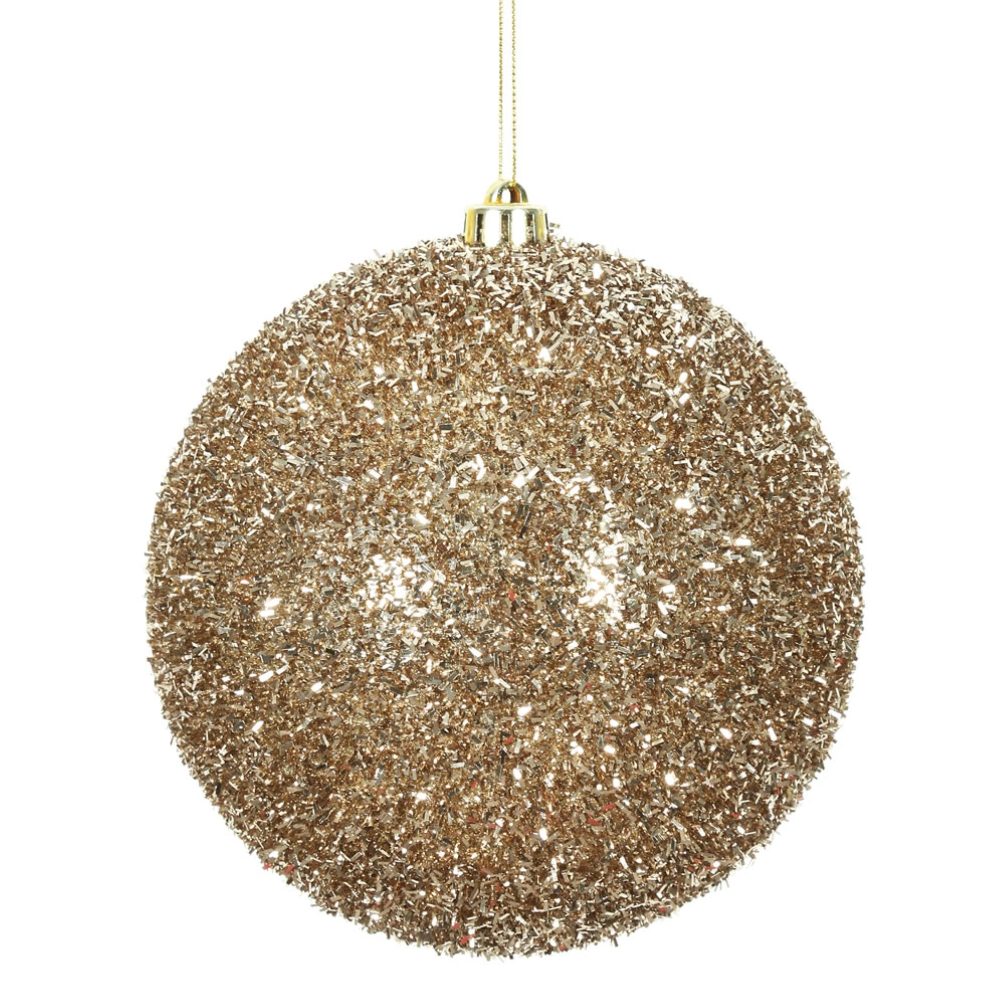 6” Champagne Tinsel Ball 2/Bag