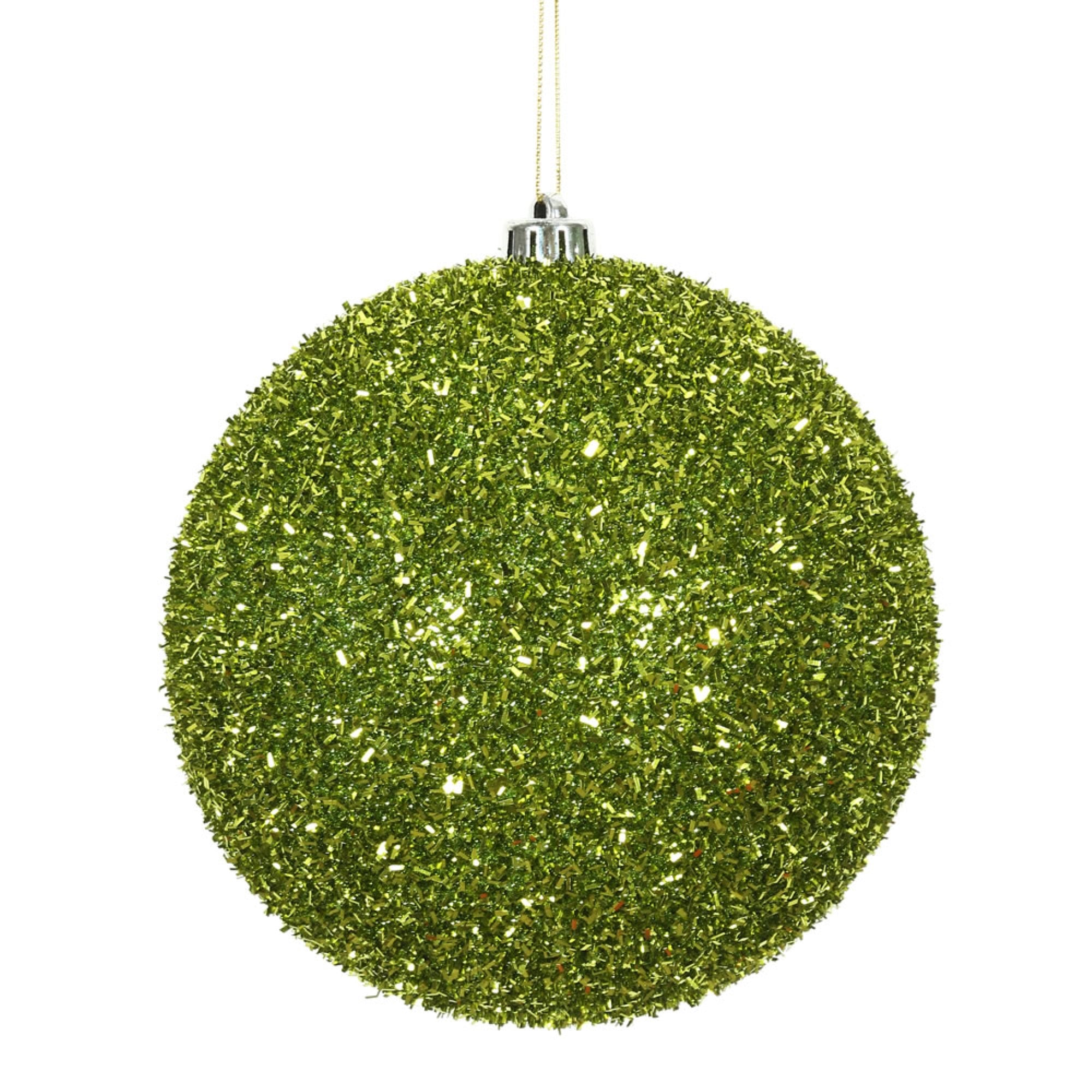 6” Lime Tinsel Ball 2/Bag