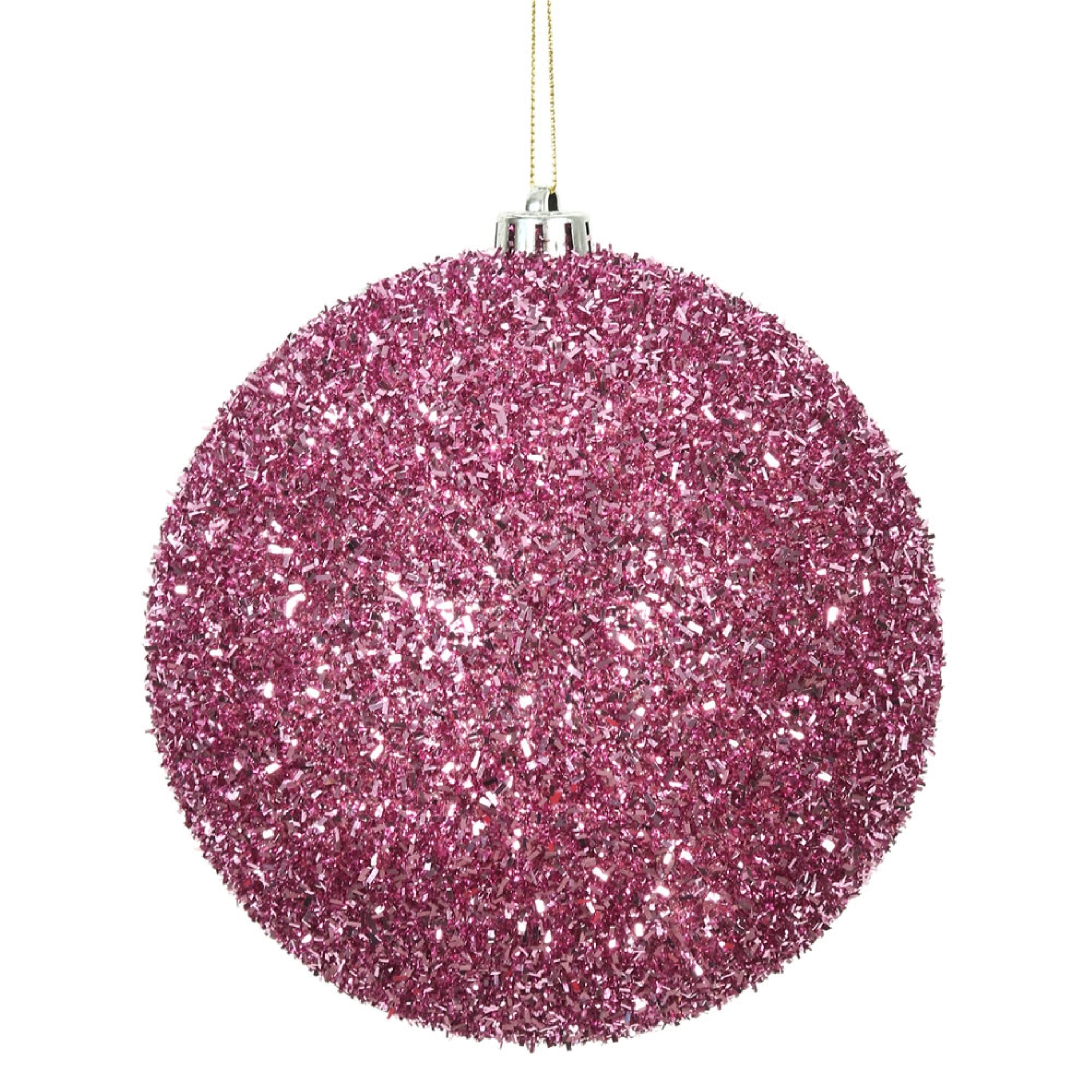 6” Pink Tinsel Ball 2/Bag