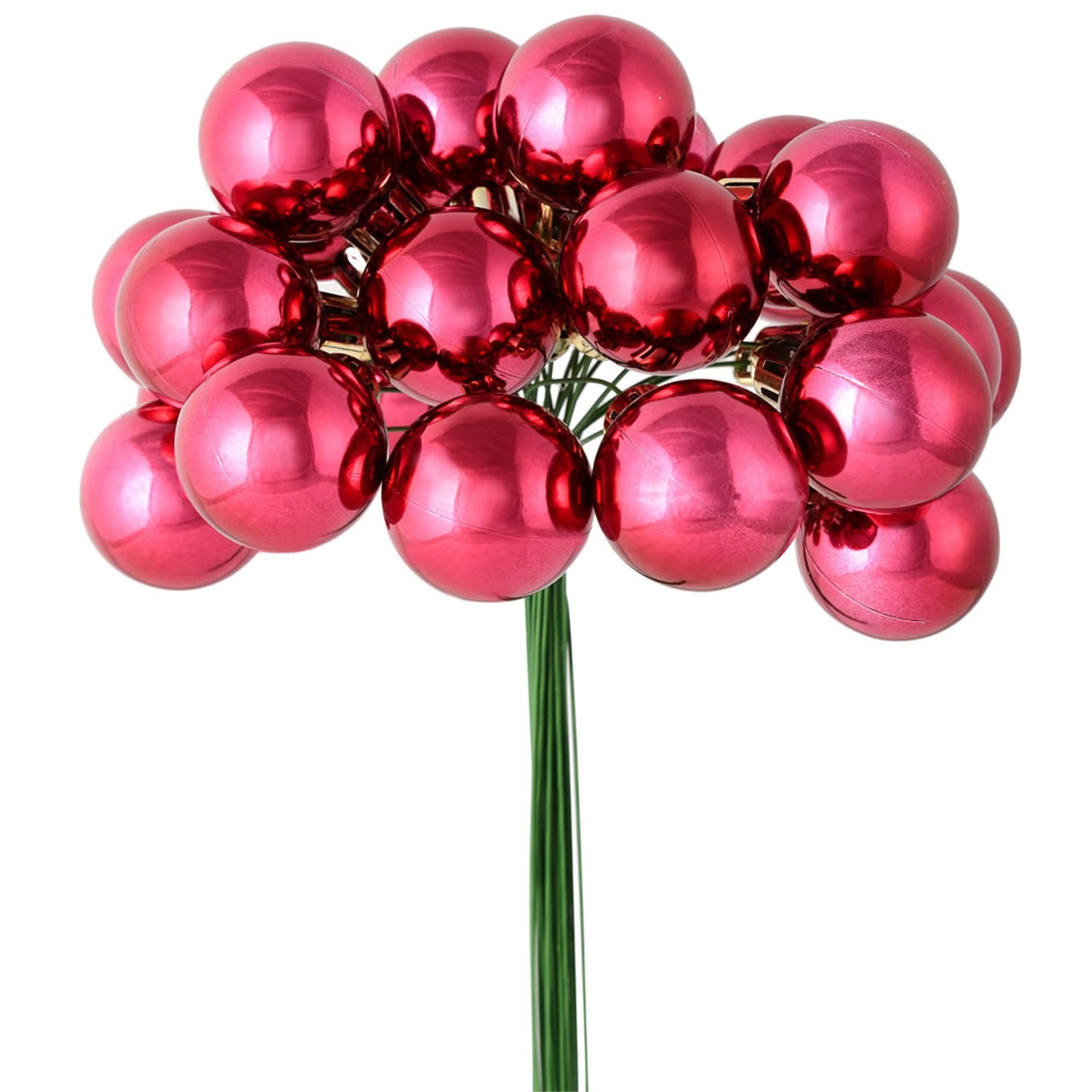 Vickerman 6” Berry Red Shiny Ball Ornament Christmas Pick