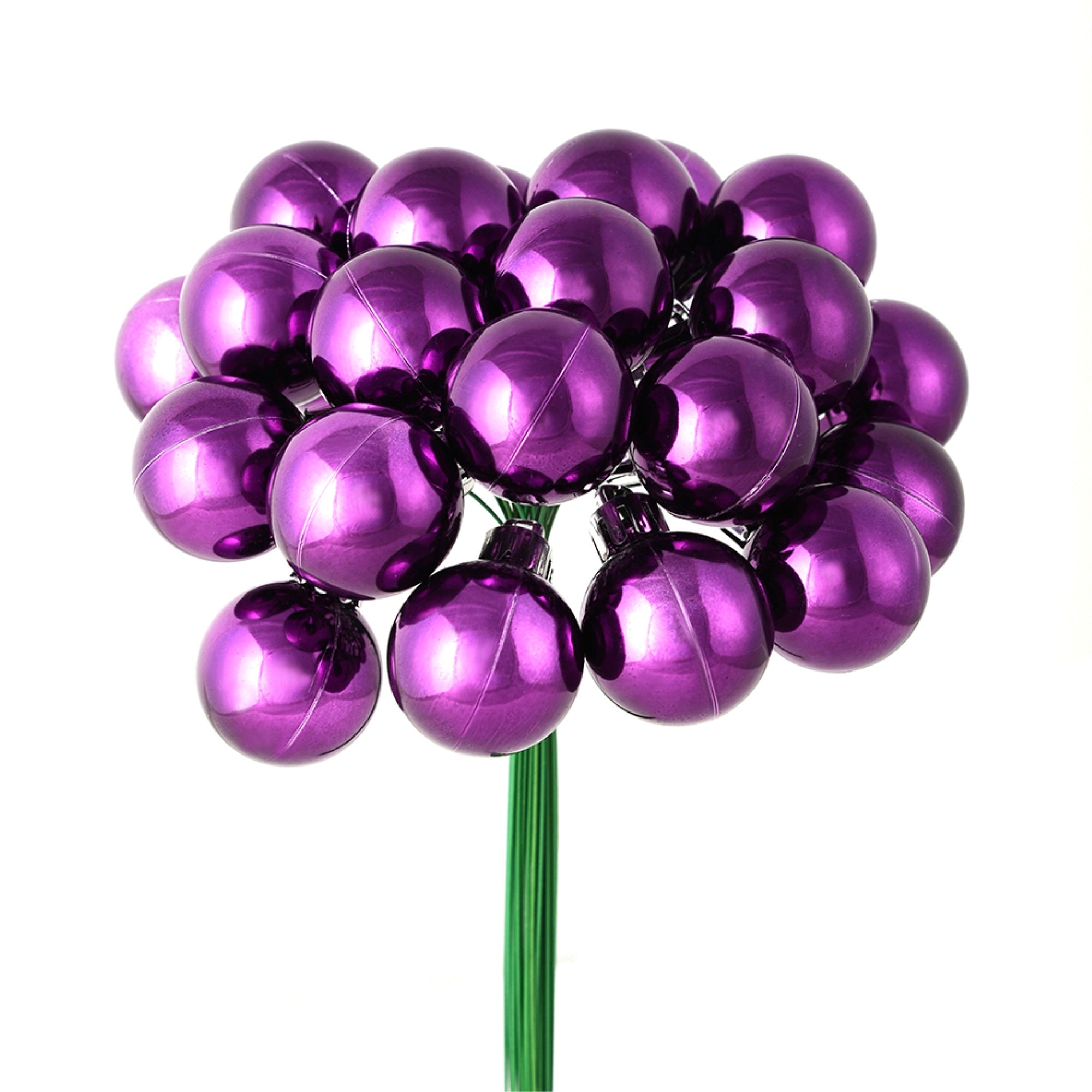 Vickerman 6” Plum Shiny Ball Ornament Christmas Pick Pack of 2