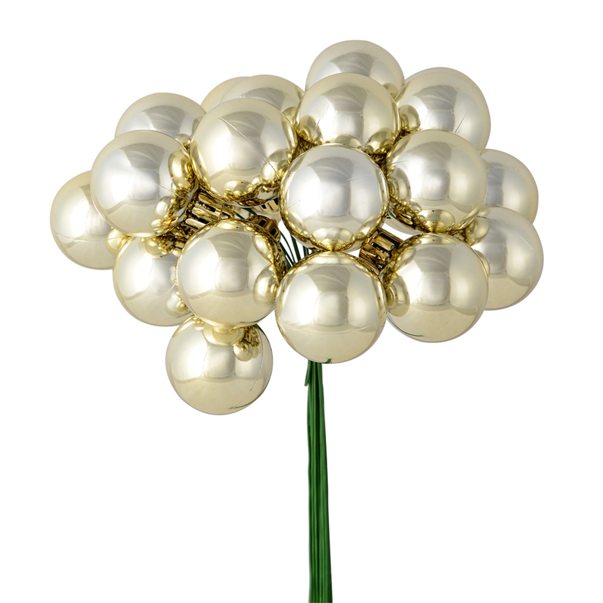 Vickerman 6” Champagne Shiny Ball Ornament Christmas Pick Pack of 2