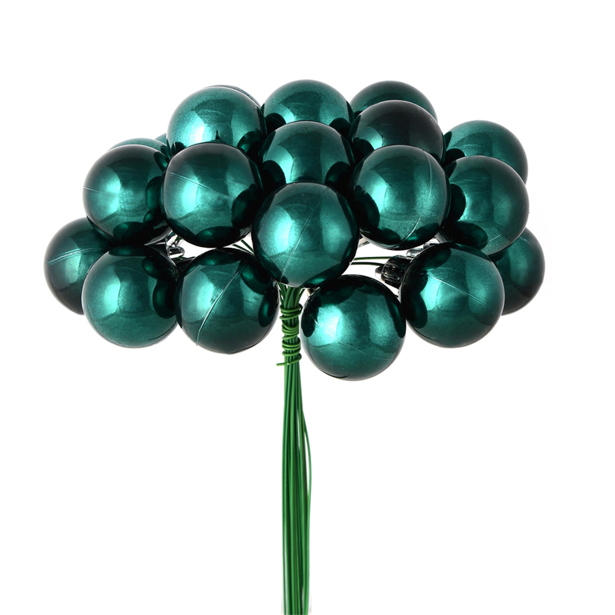 Vickerman 6” Sea Blue Shiny Ball Pick. This shiny ball pick features 24 ornaments. Each measures 1 inch.