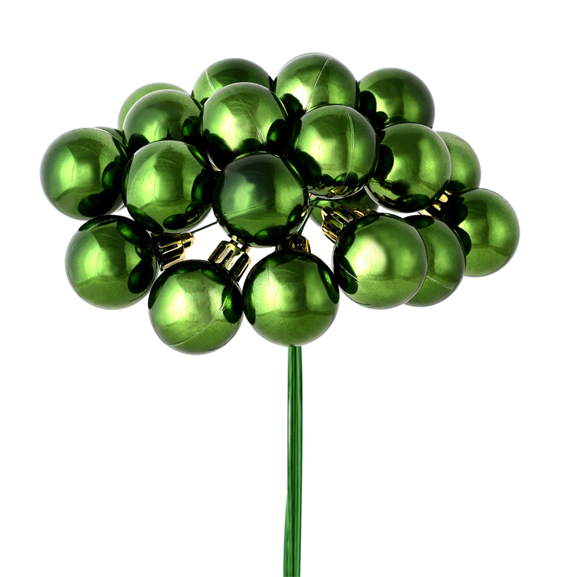 Vickerman 6” Moss Green Shiny Ball Ornament Christmas Pick Pack of 2