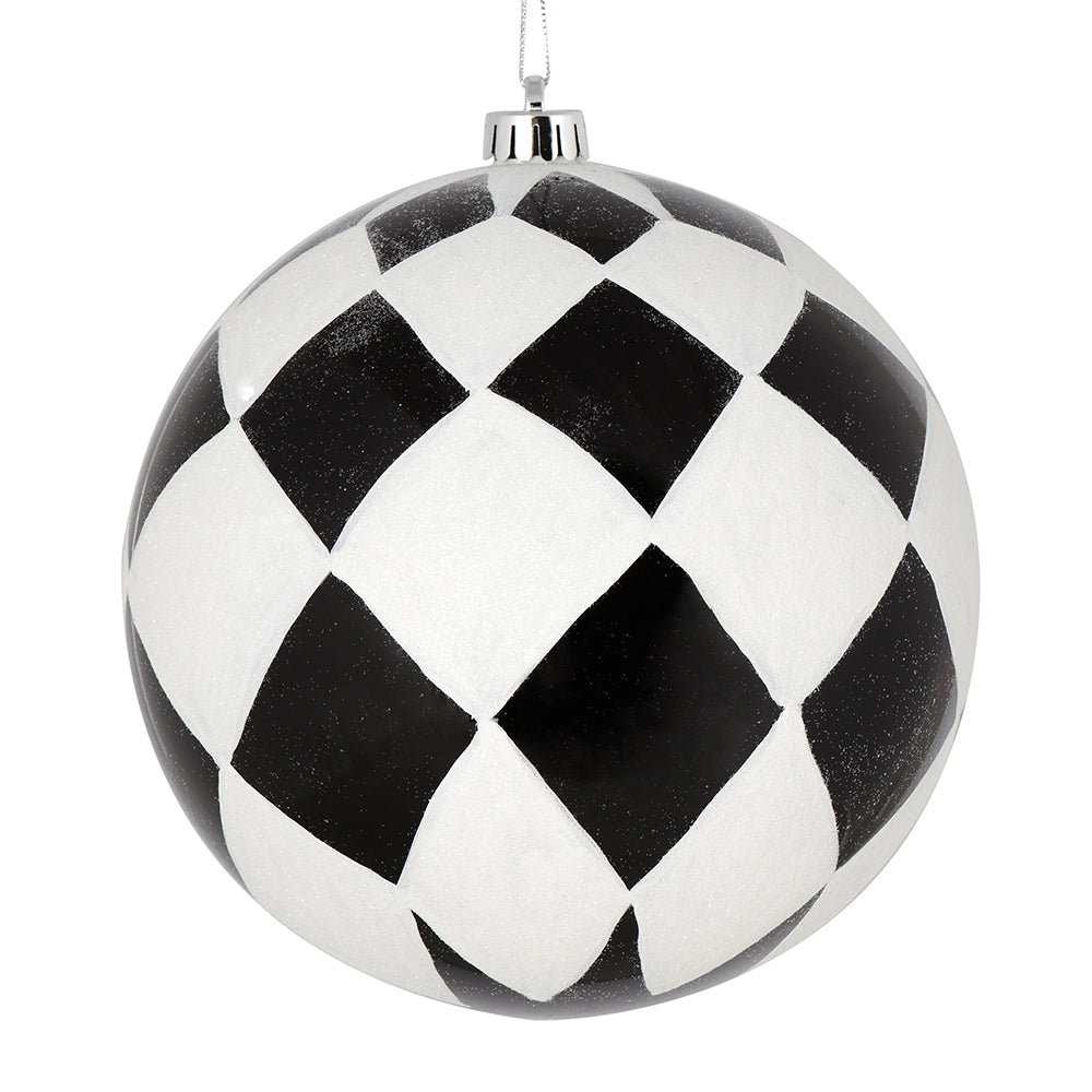 Vickerman 4” Black Ball White Diamond Glitt 4/Box - N180417