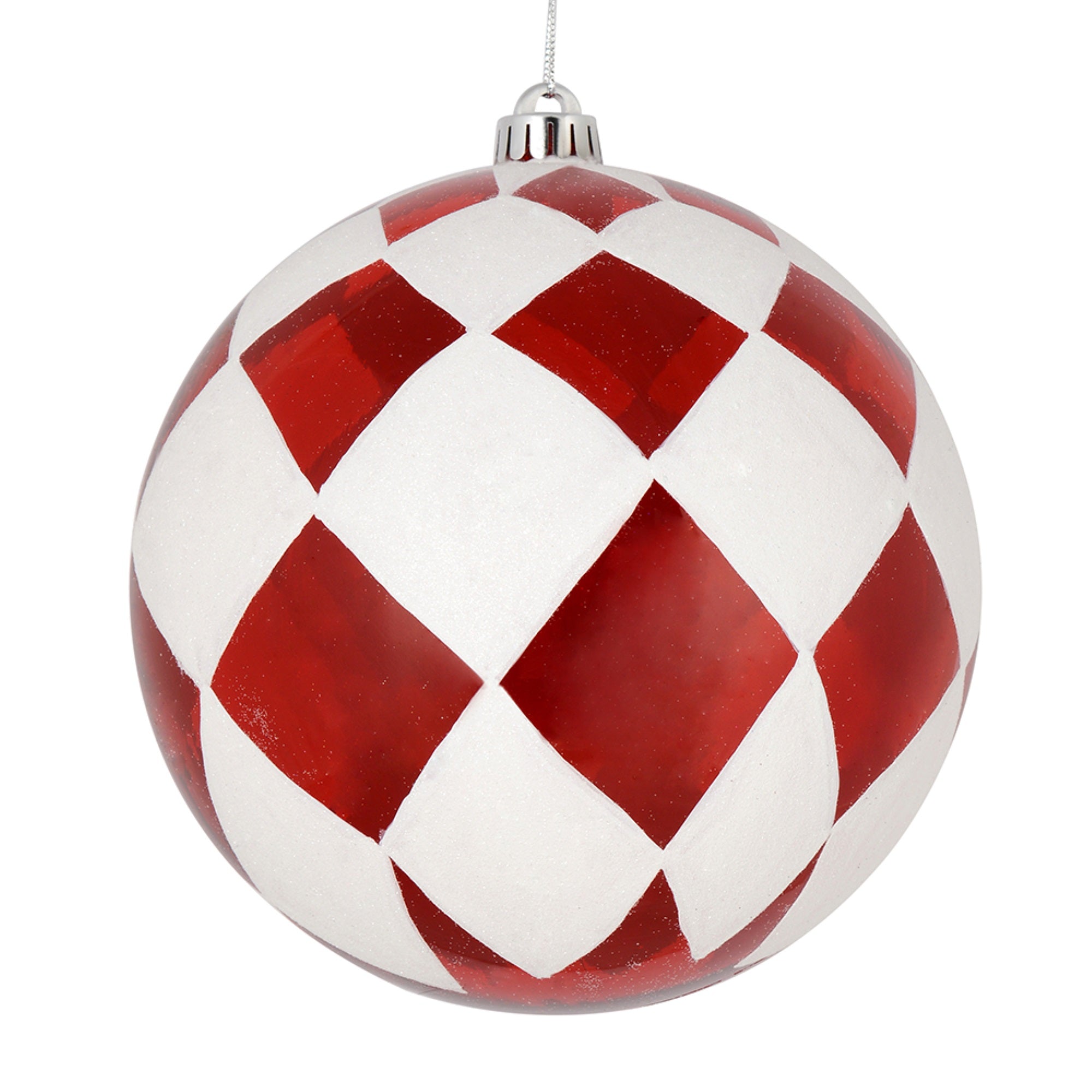 6” Red Ball White Diamond Glitter 3/Box