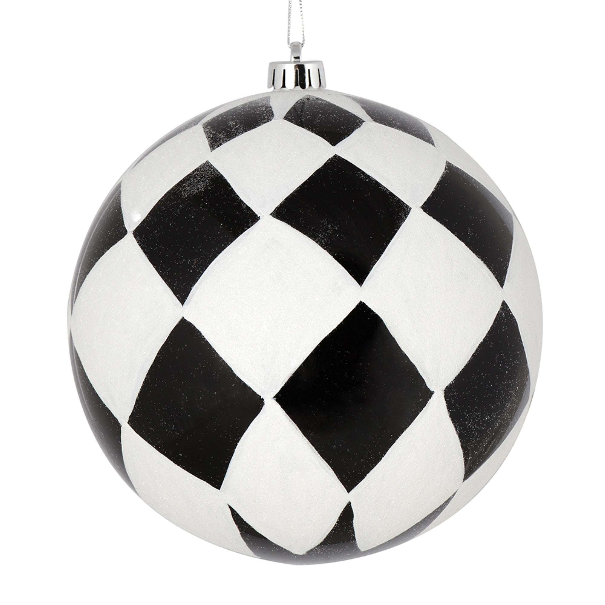 8” Black Ball White Diamond Glitter