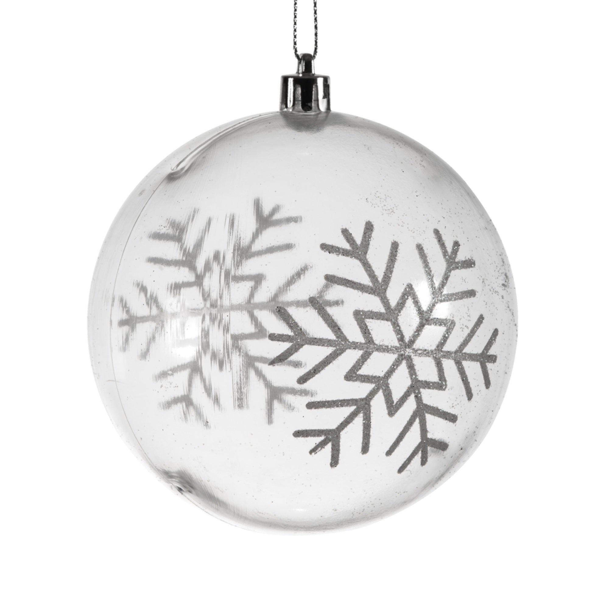 4” Clear Ball White Glitter Swirl 4/Bx