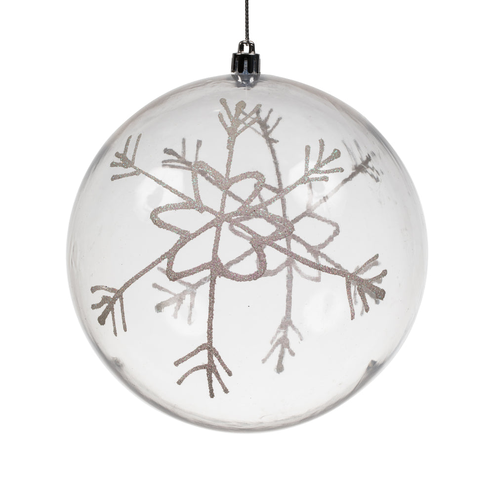 Vickerman 6” Clear Ball White Glitter Swirl 3/Bx - N181301