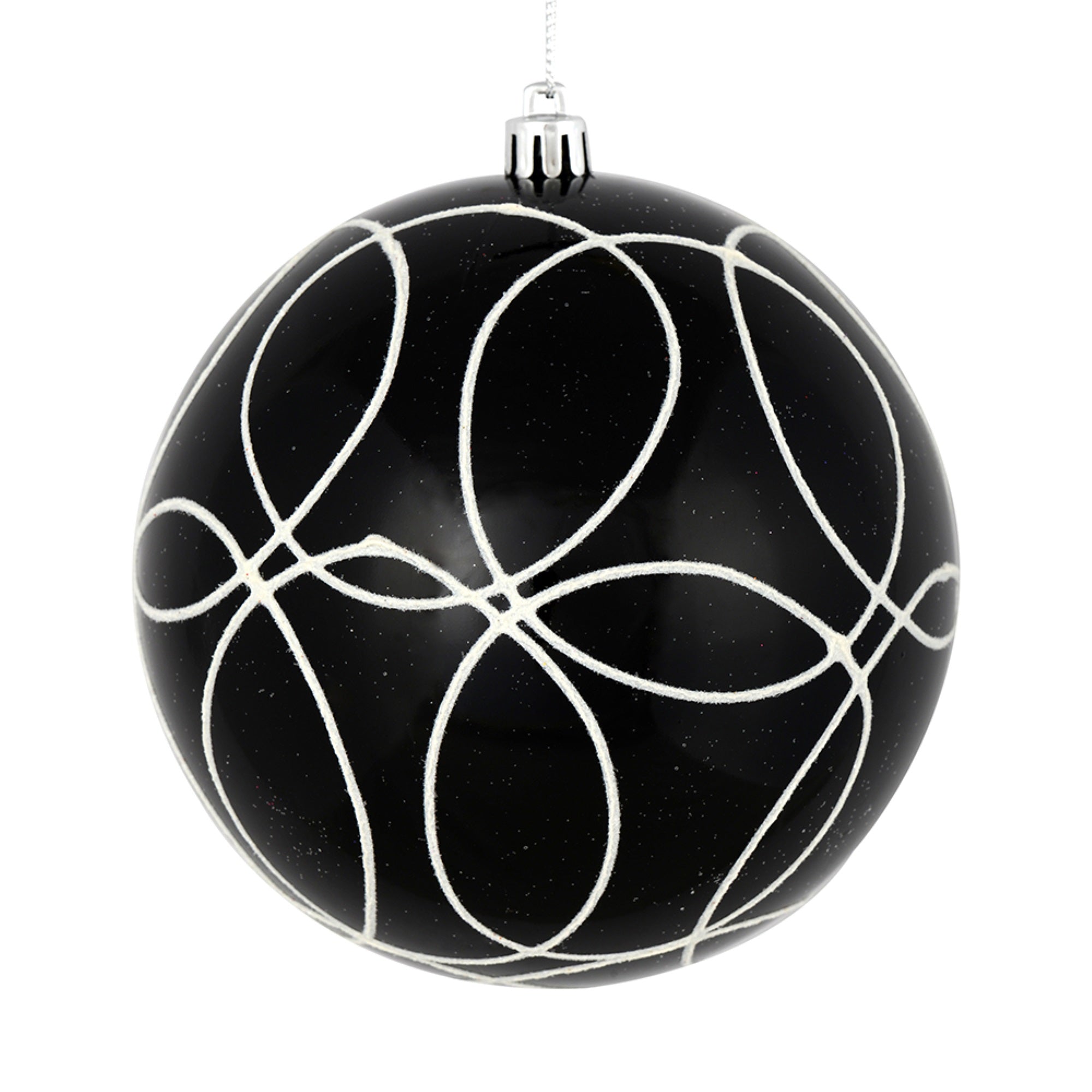 4” Black Candy Ball Circle Glitter 4/Bag
