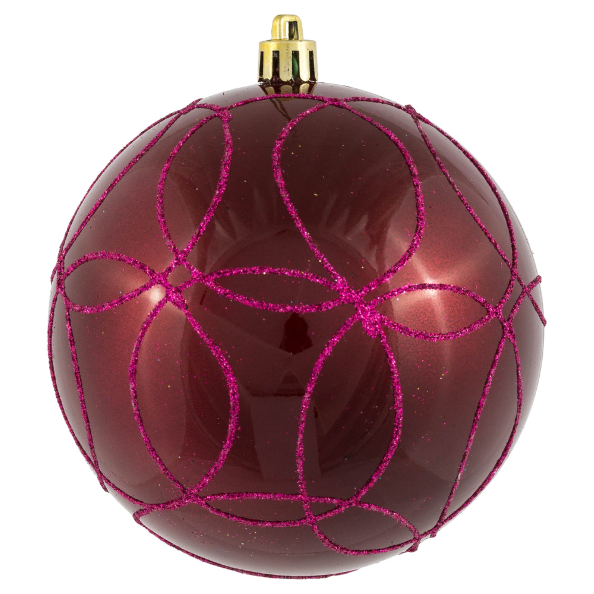 4” Berry Red Candy Circle Glitter 4/Bag
