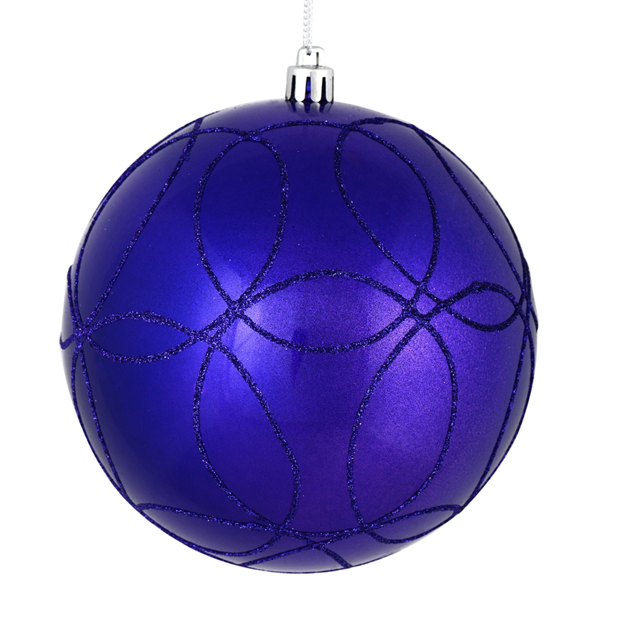 4” Purple Candy Ball Circle Glitt 4/Bag