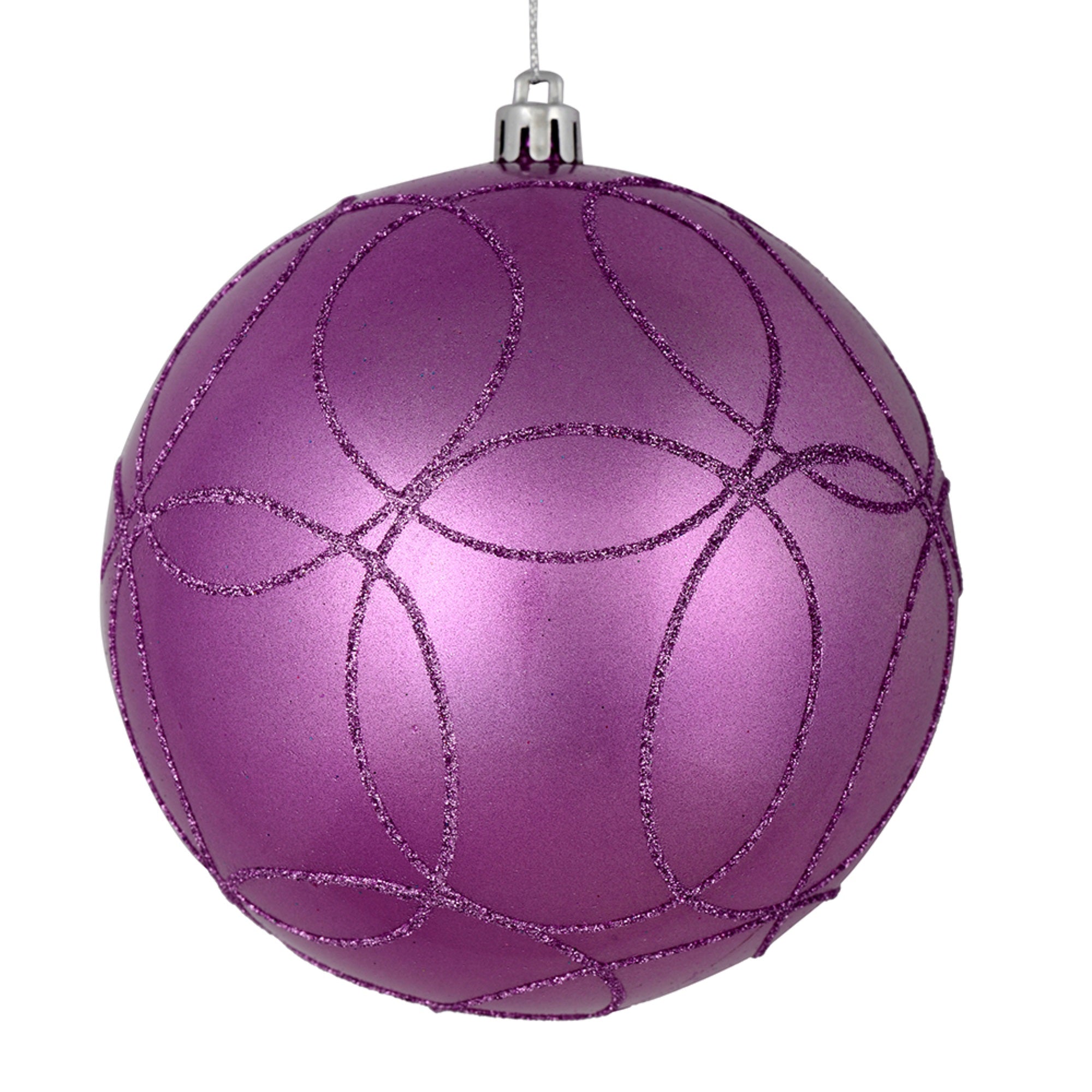 4” Orchid Candy Ball Circle Glitt 4/Bag