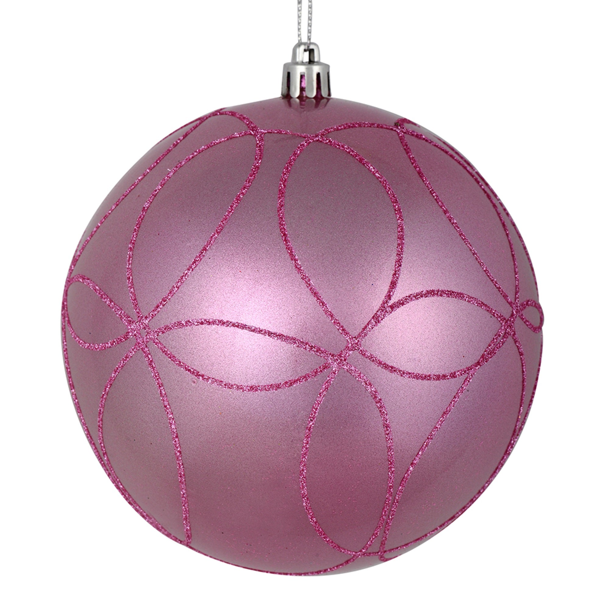 4” Pink Candy Ball Circle Glitter 4/Bag