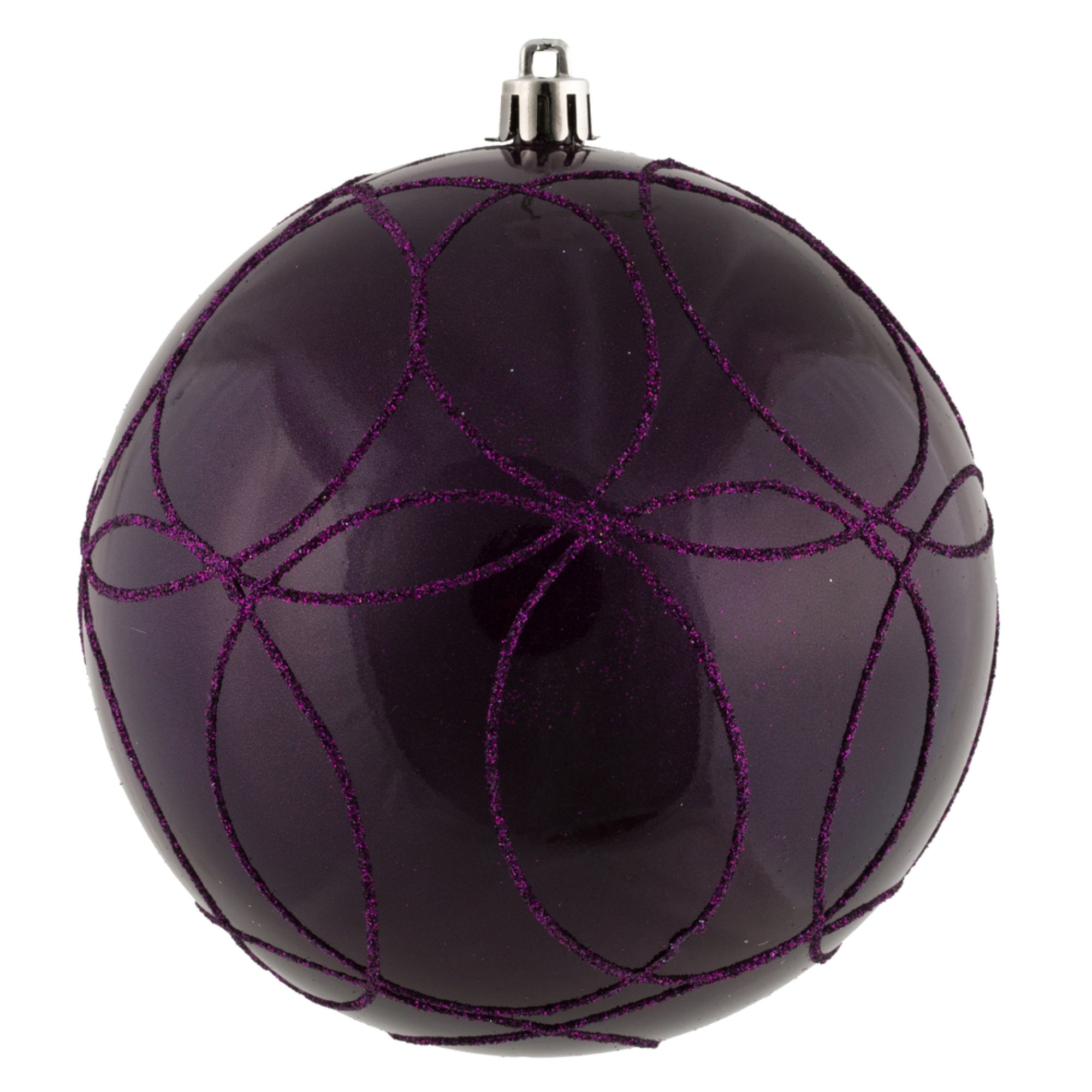 4.75” Plum Candy Ball Circle Glitt 4/Bag