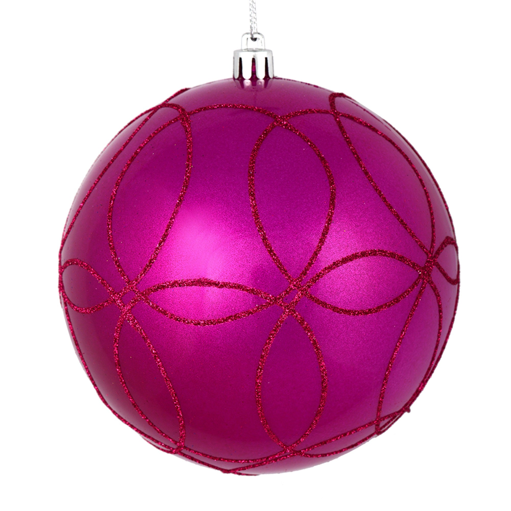 4.75” Fuchsia Candy Circle Glitter 4/Bag