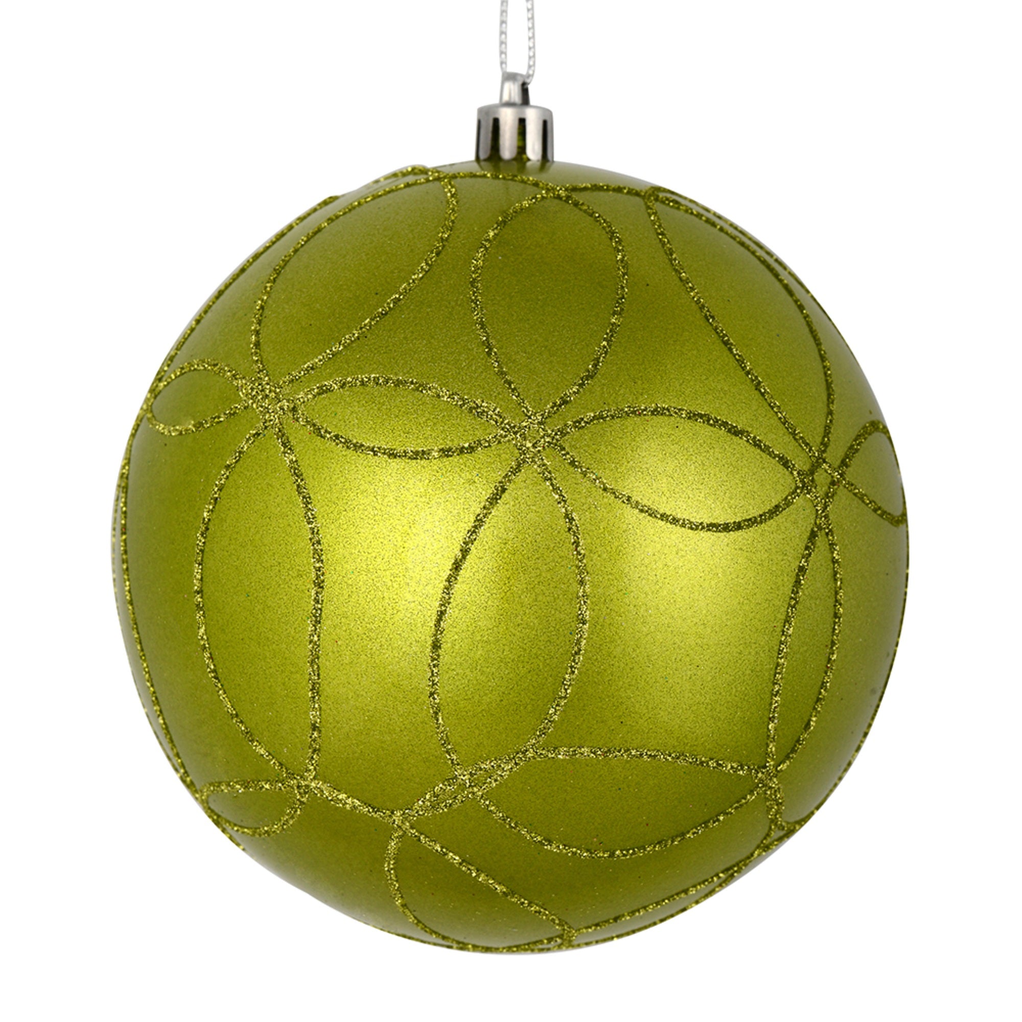 4.75” Lime Candy Ball Circle Glitt 4/Bag