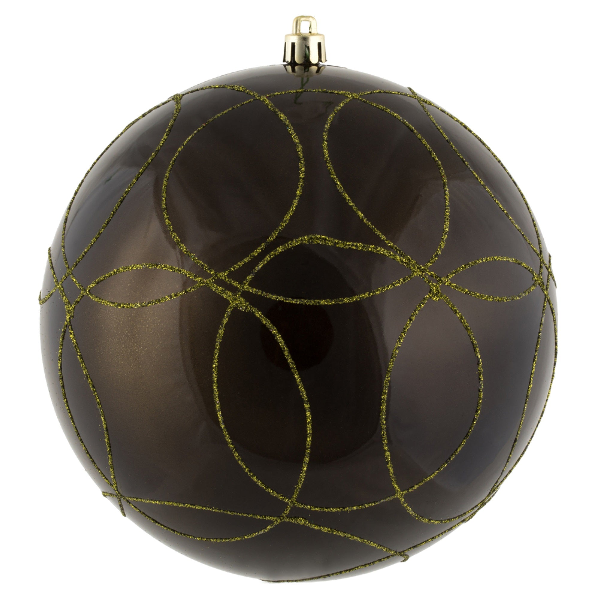 6” Olive Candy Ball Circle Glitter 3/Bag