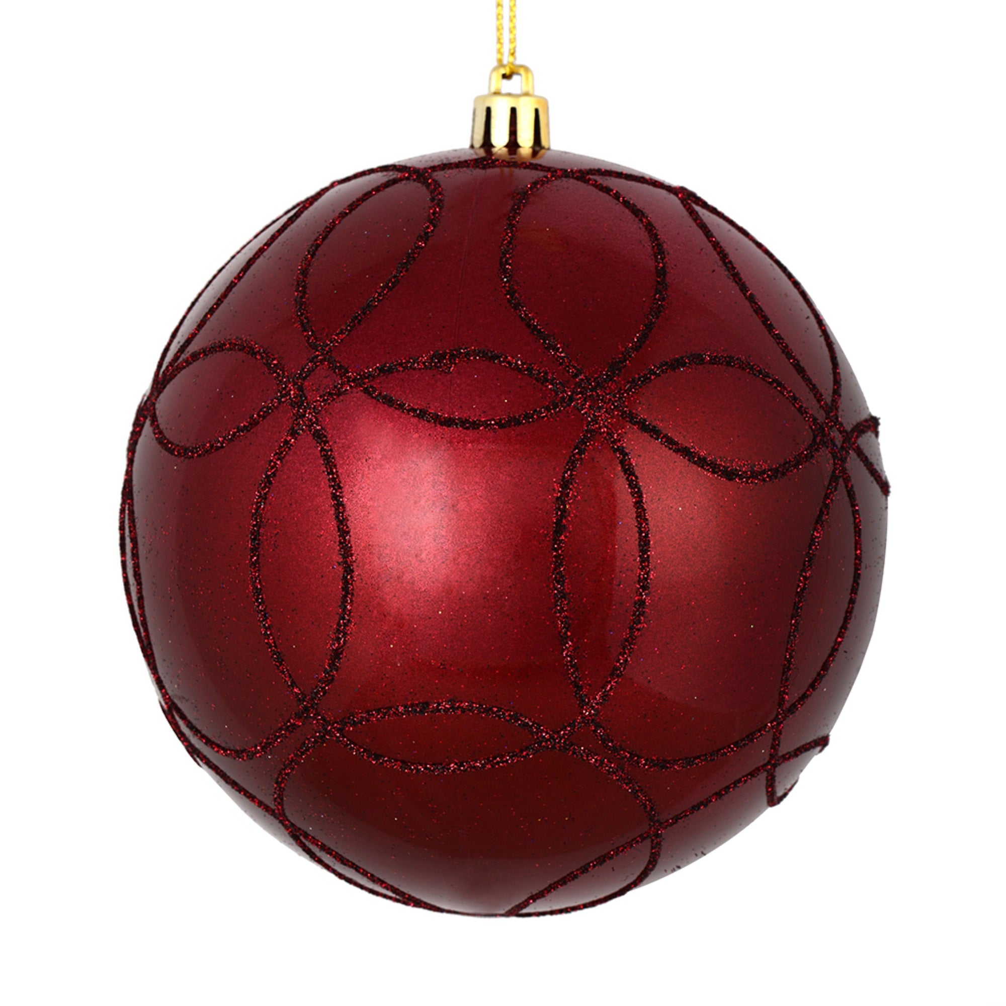 6” Wine Candy Ball Circle Glitter 3/Bag