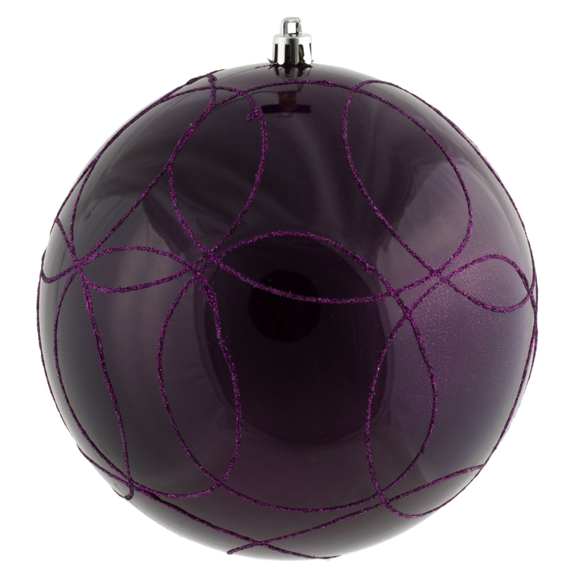 6” Plum Candy Ball Circle Glitter 3/Bag