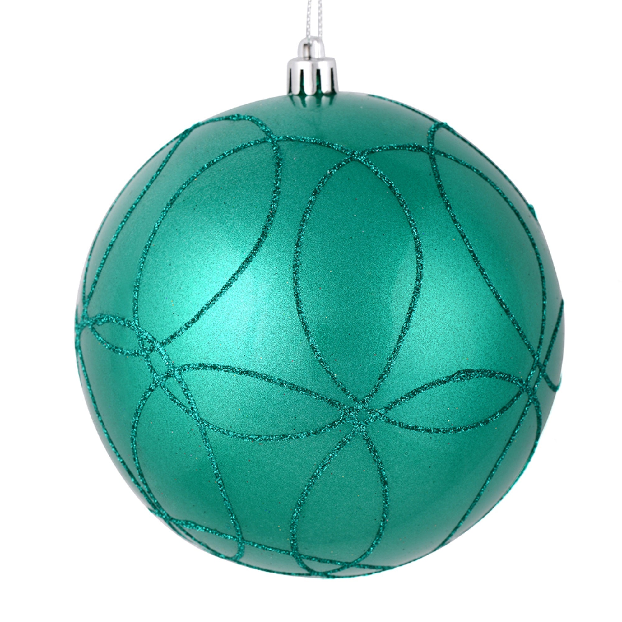 6” Teal Candy Ball Circle Glitter 3/Bag