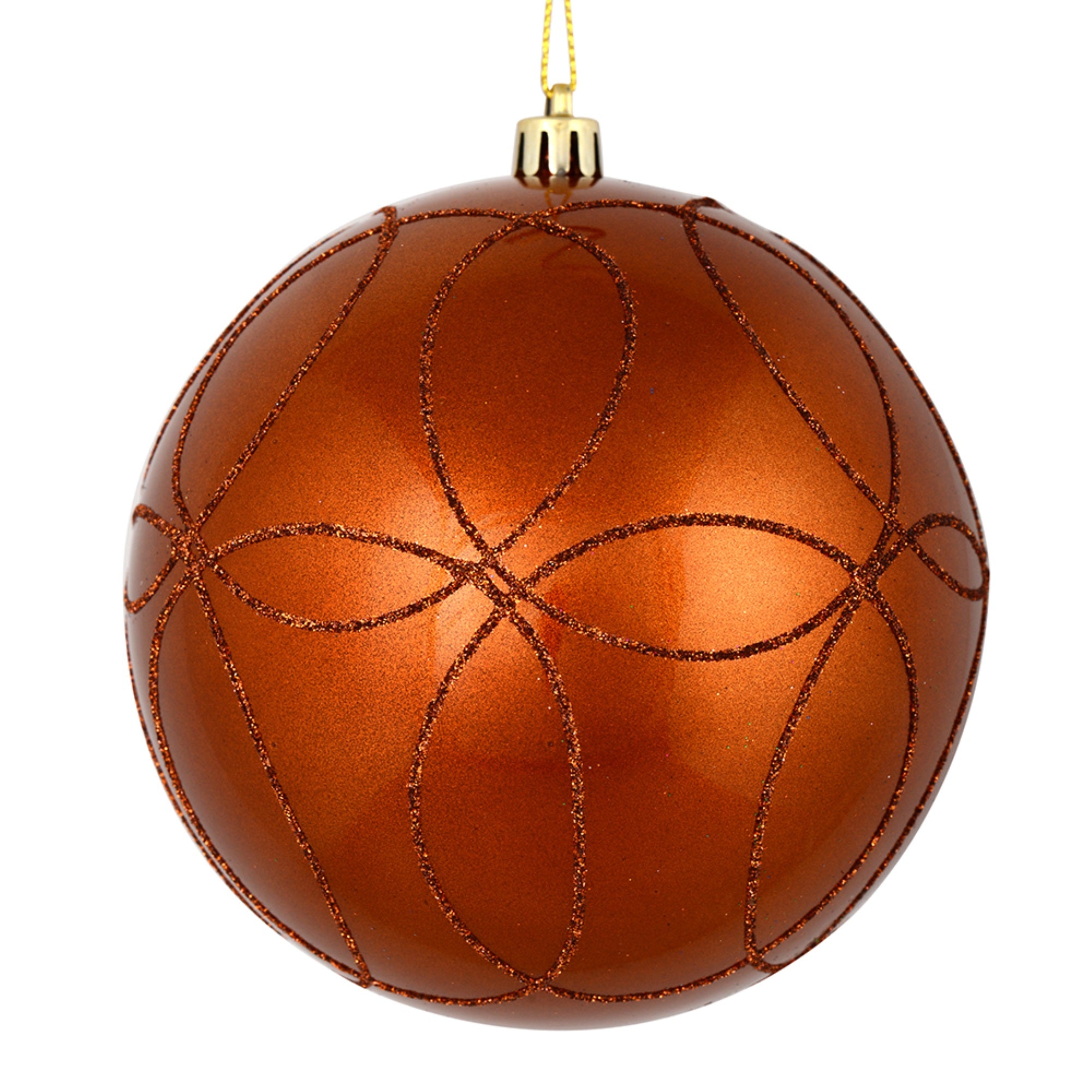 6” Copper Candy Ball Circle Glitt 3/Bag