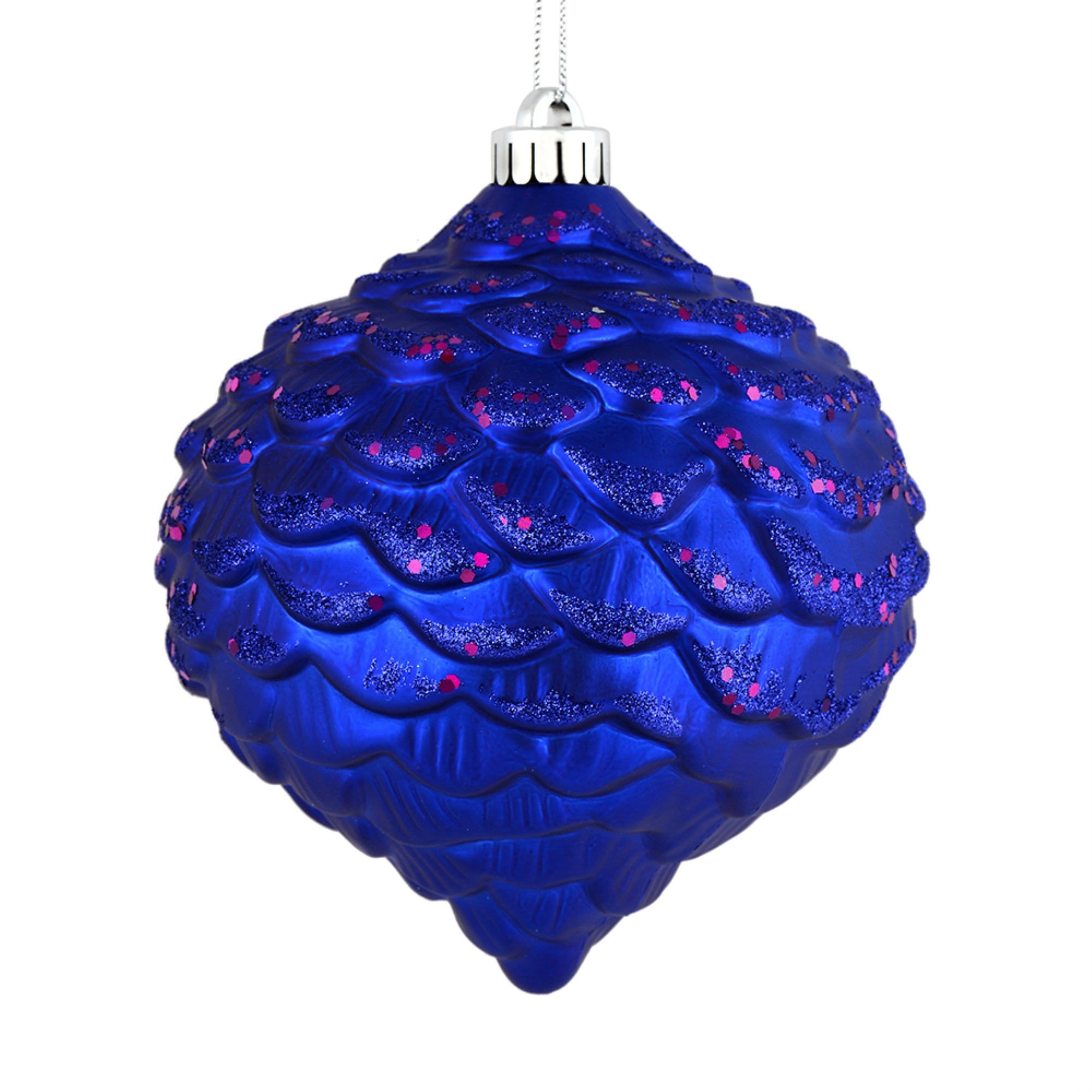 6” Cobalt Blue Glitter Pine Cone 6/Bag