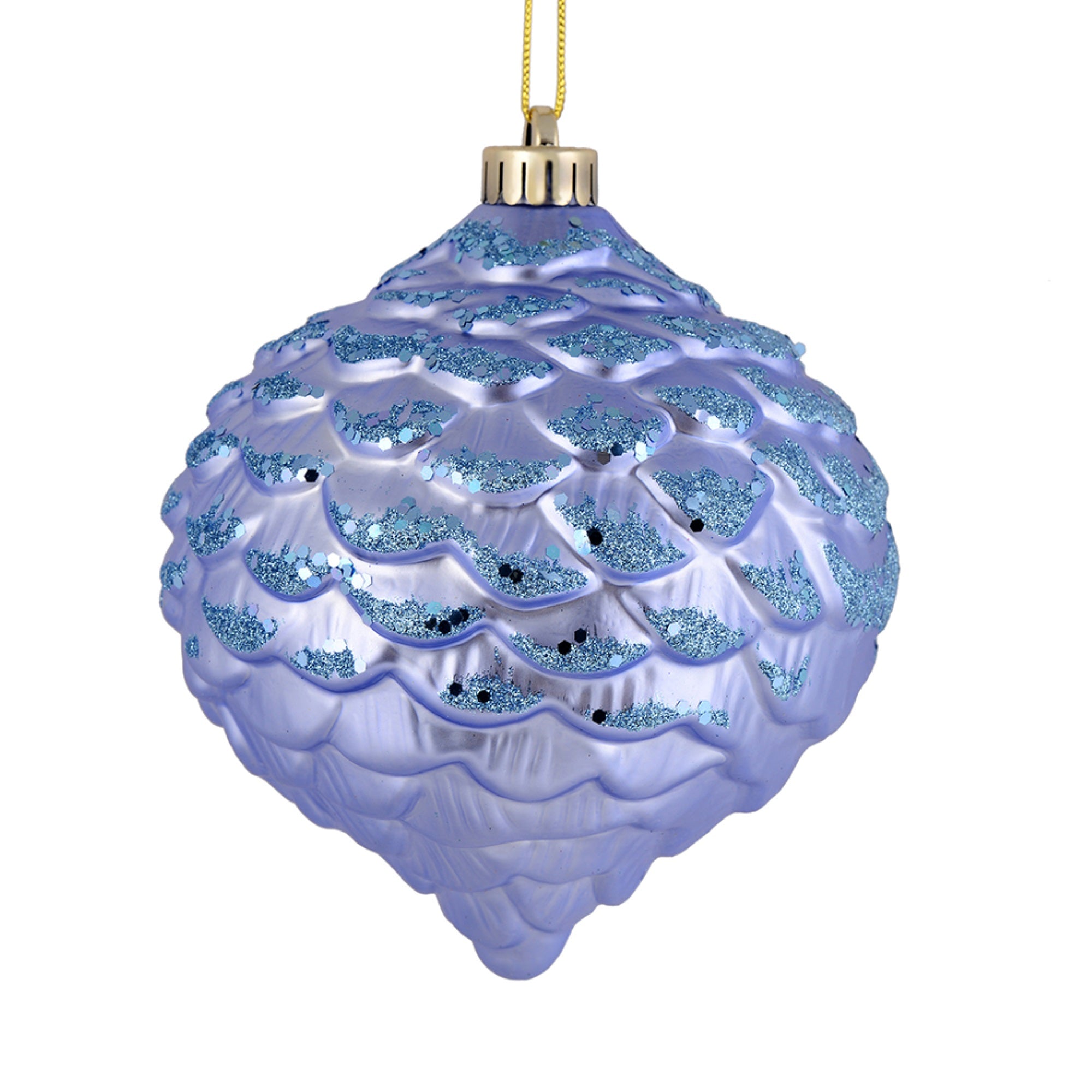 6” Periwinkle Glitter Pine Cone 6/Bag
