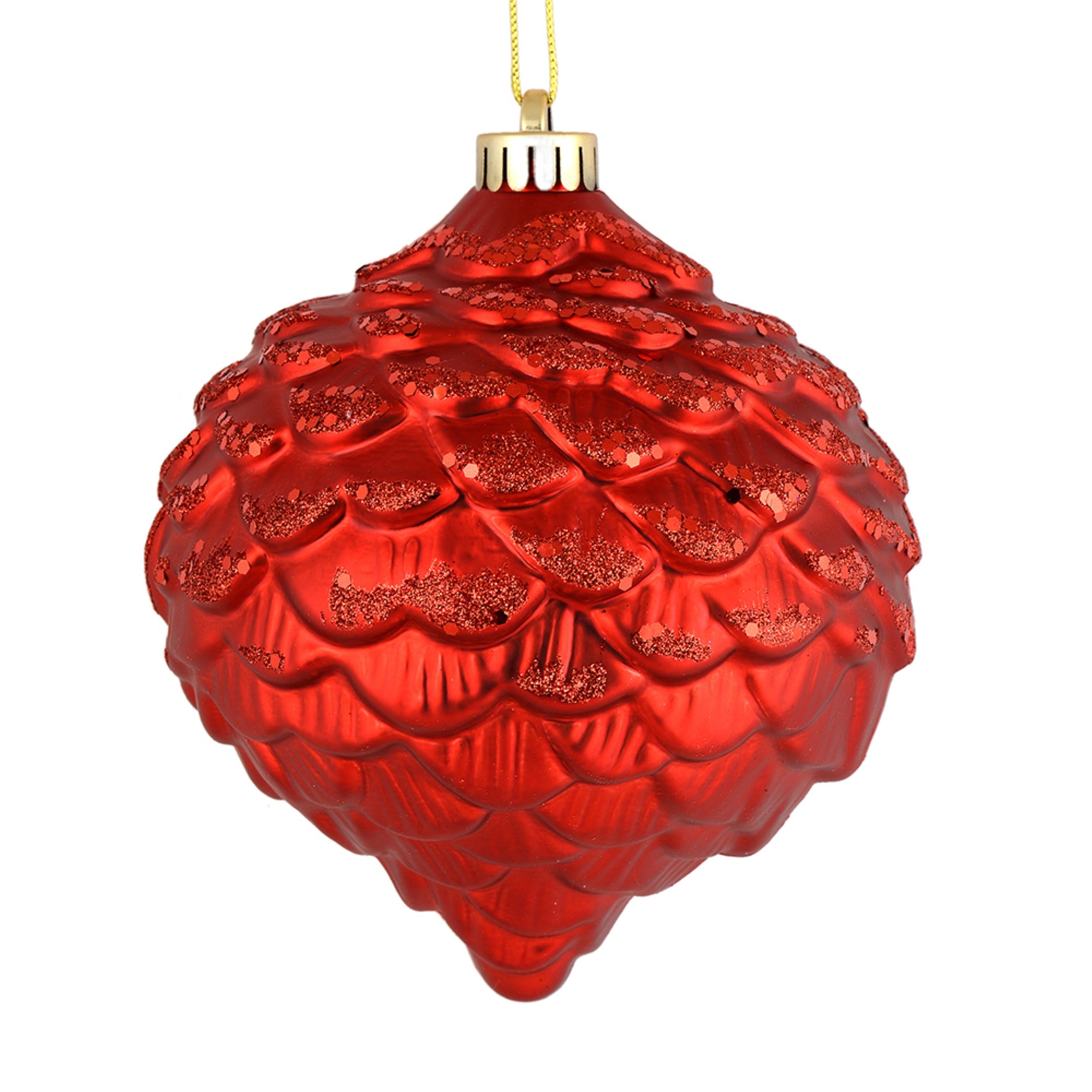 6” Copper/Gold Glitter Pine Cone 6/Bag