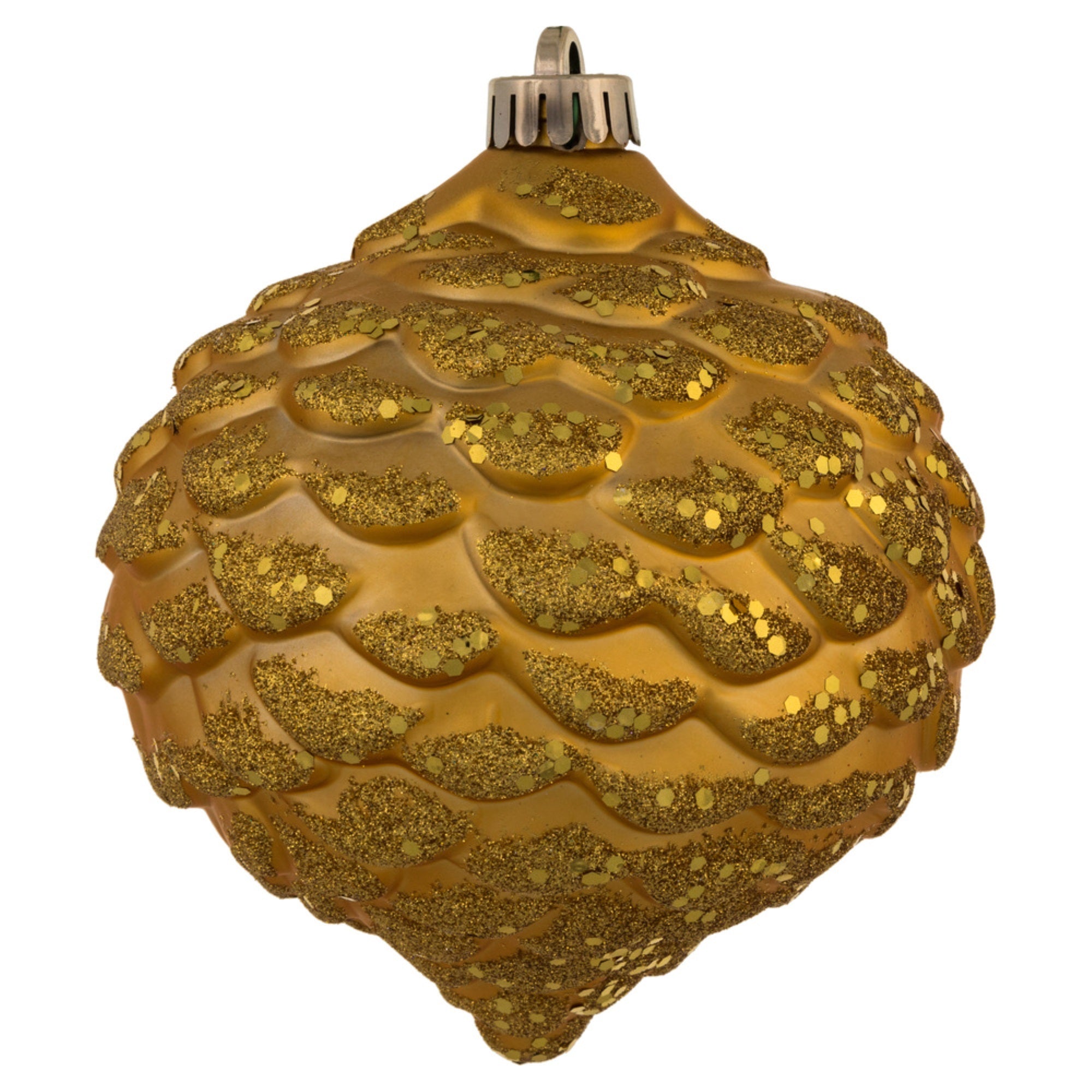 6” Honey Gold Glitter Pine Cone 6/Bag