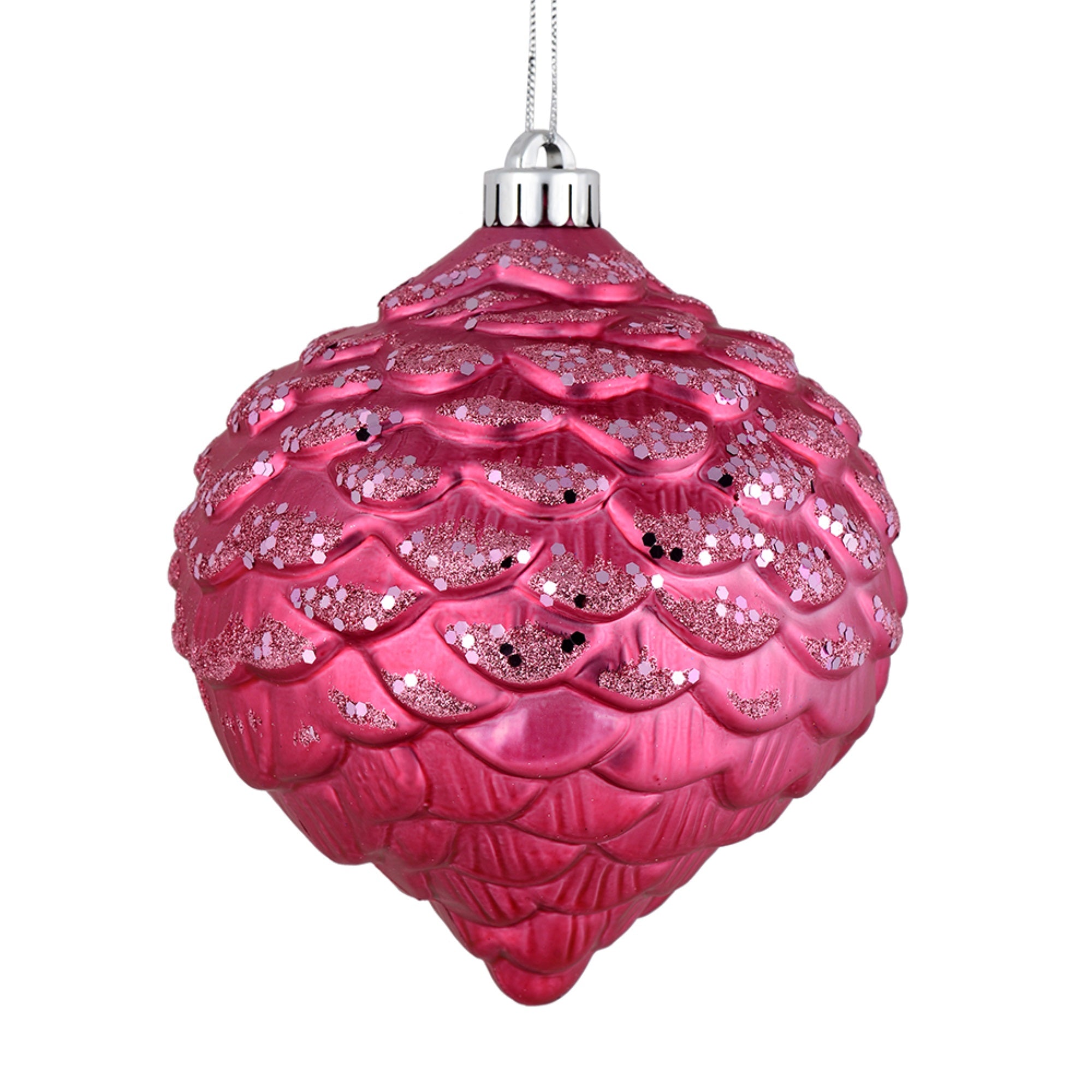 6” Mauve Glitter Pine Cone 6/Bag