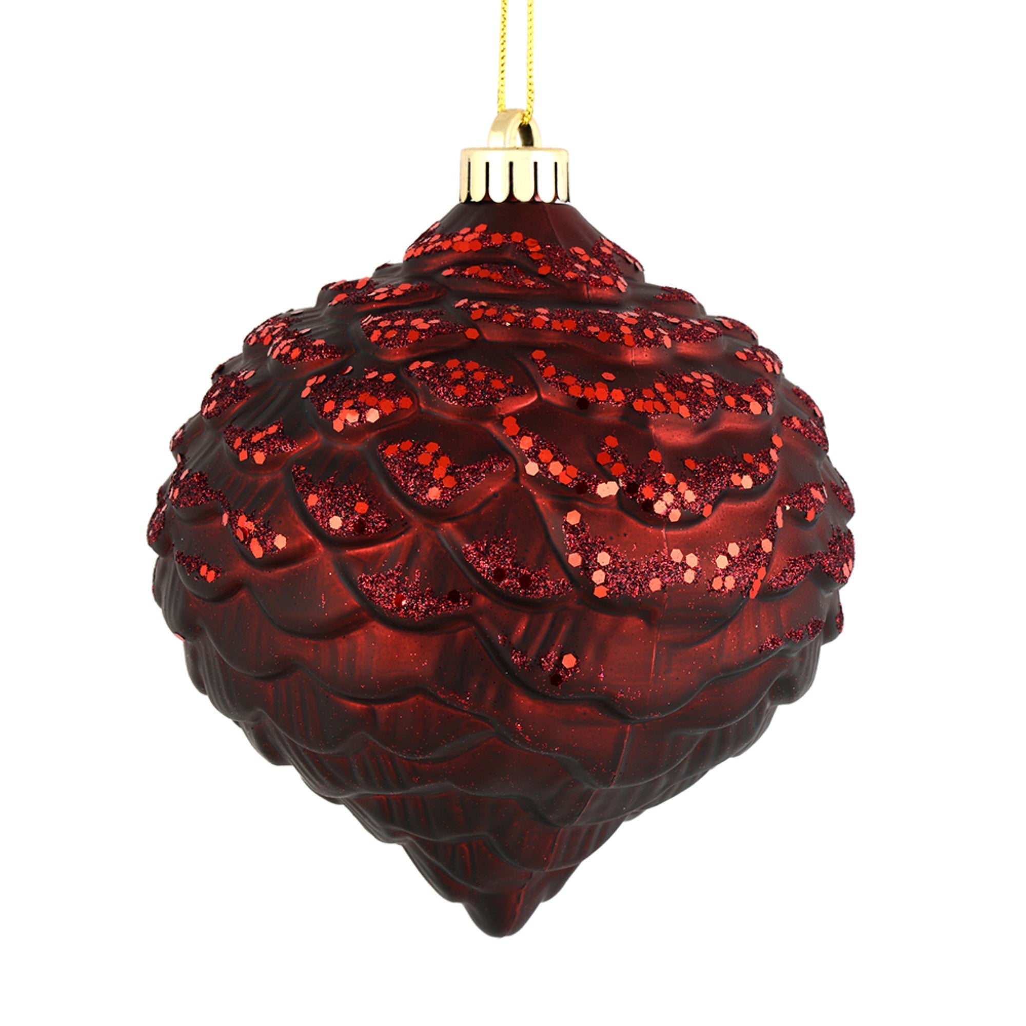 6” Burgundy Glitter Pine Cone 6/Bag
