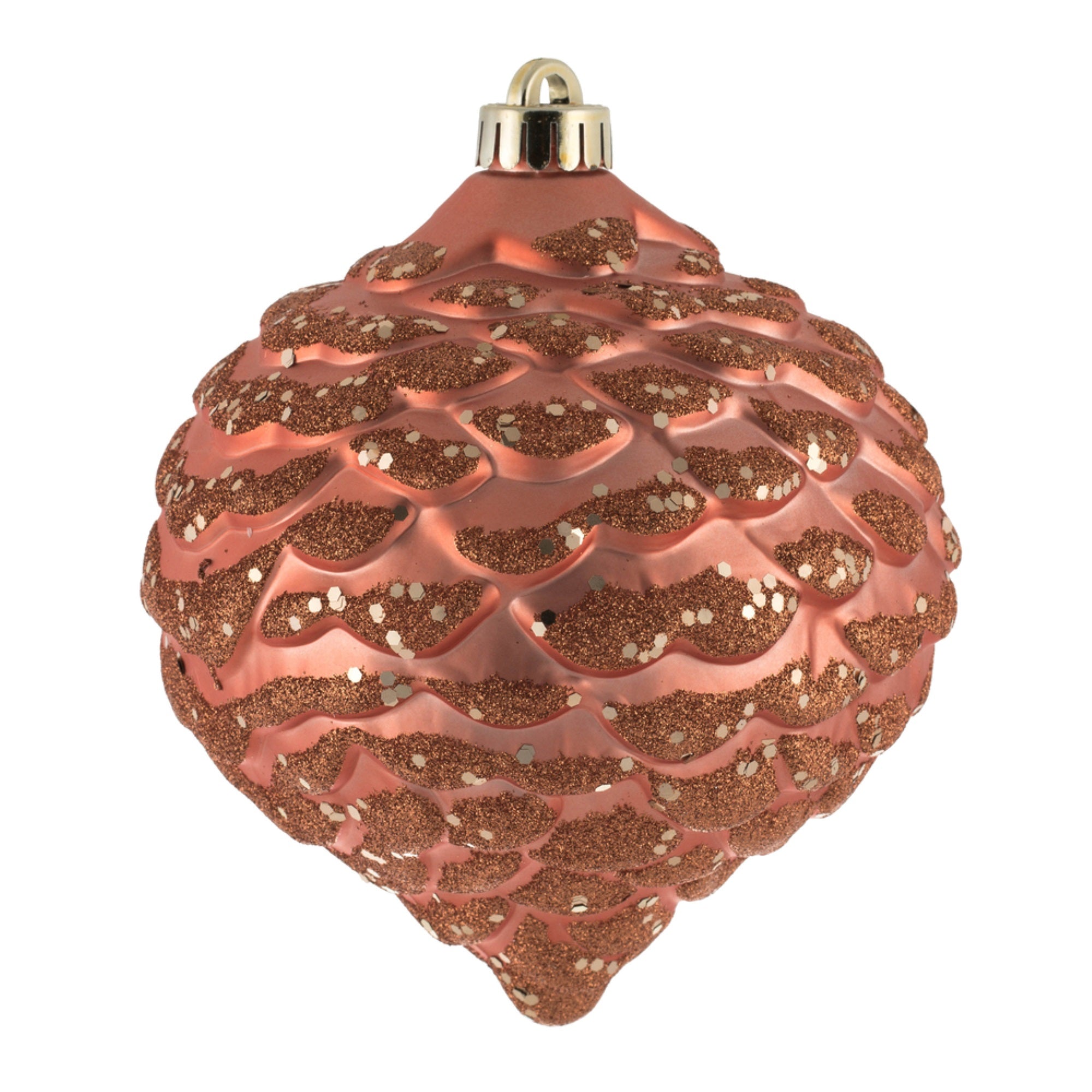 6” Coral Glitter Pine Cone 6/Bag