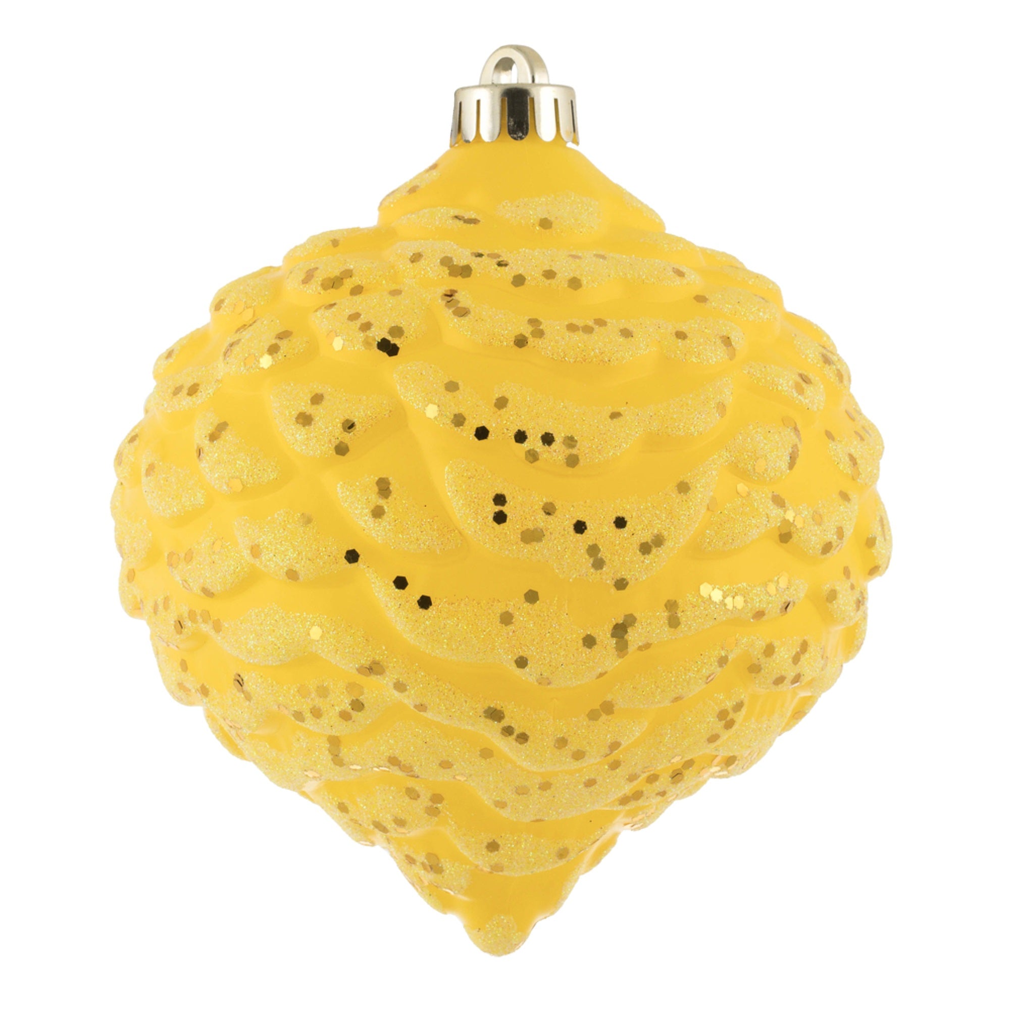6” Yellow Glitter Pine Cone 6/Bag