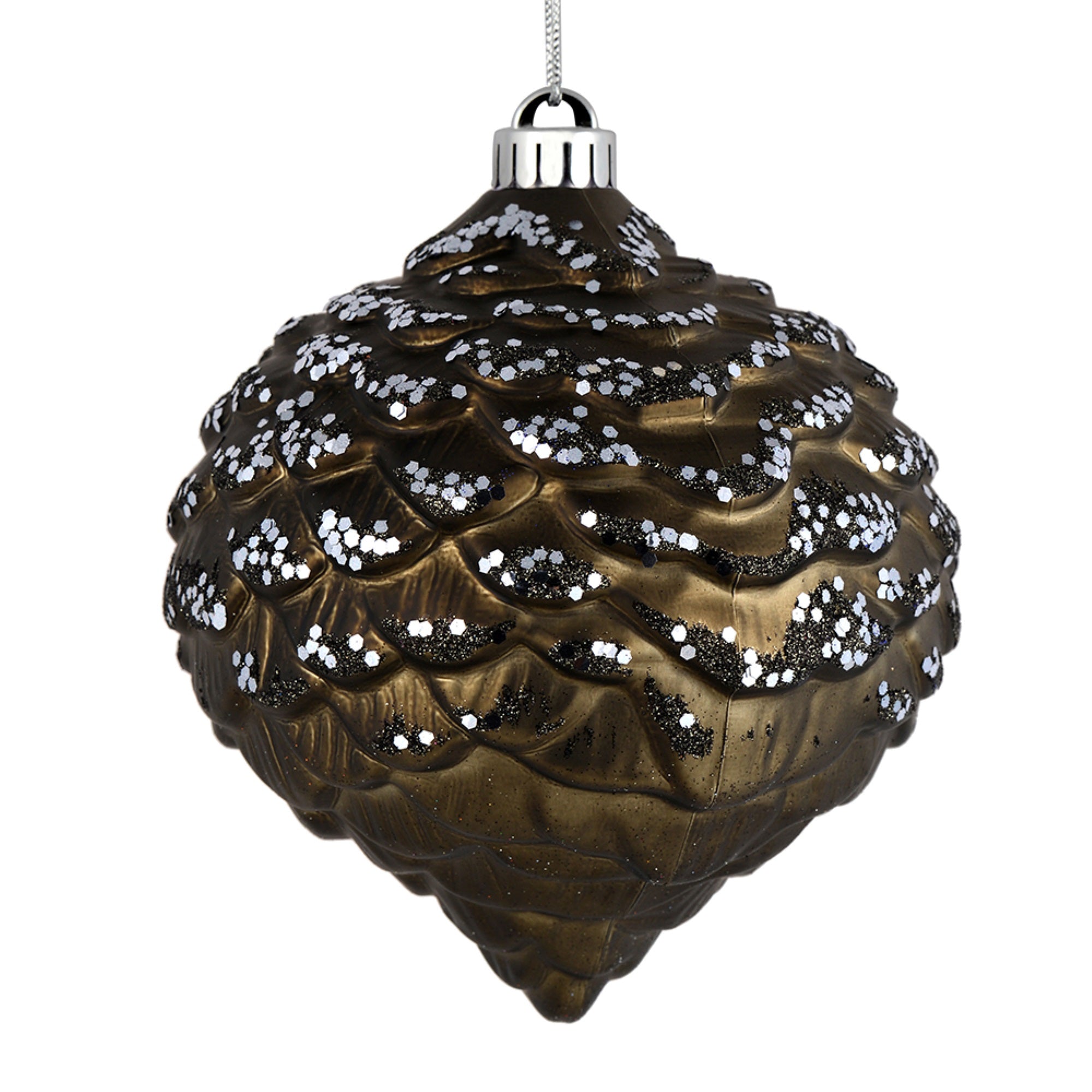 6” Gunmetal Glitter Pine Cone 6/Bag